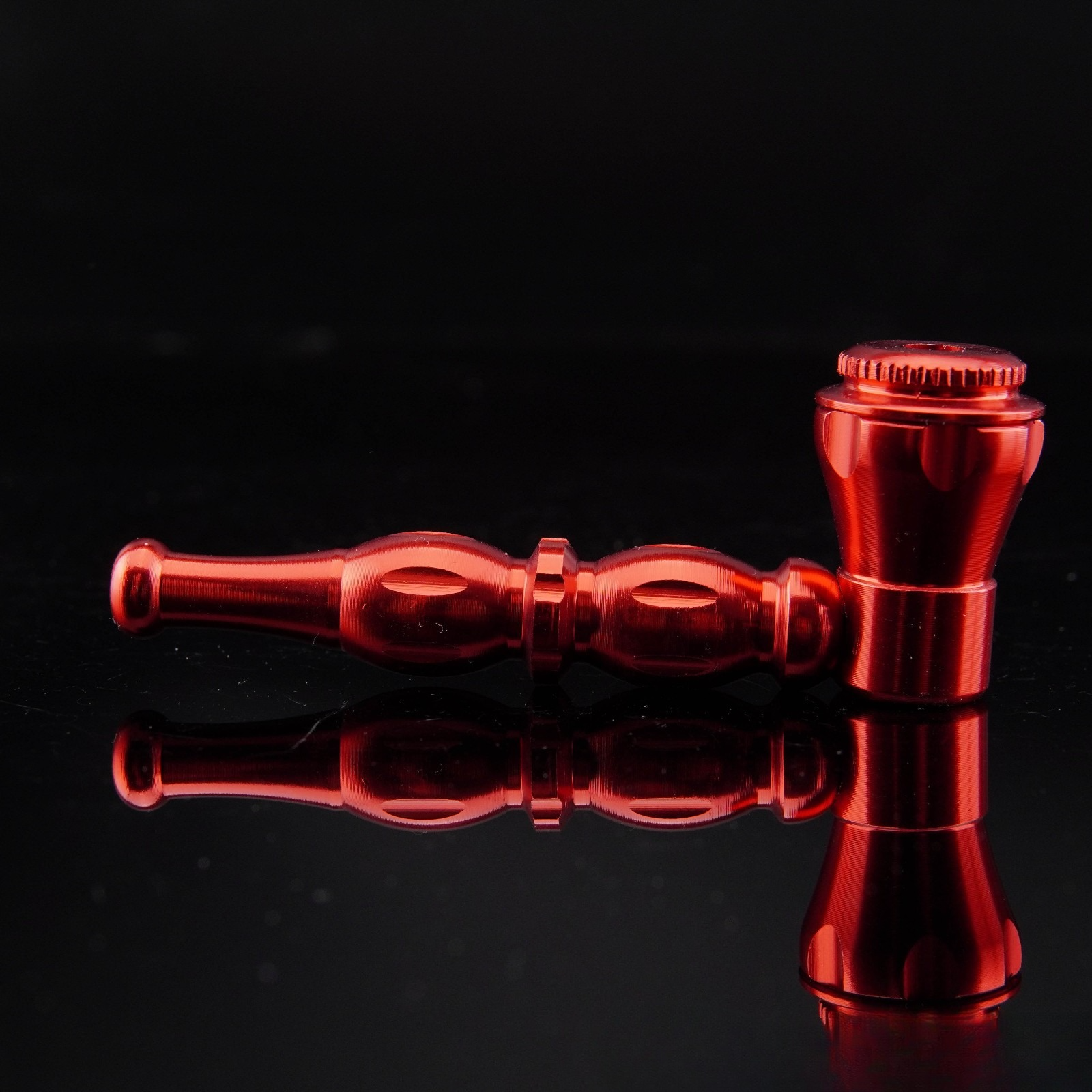 All Metal Red Portable Smoking Pipe w/ Lid Tobacco Pipe Metal Pipes.