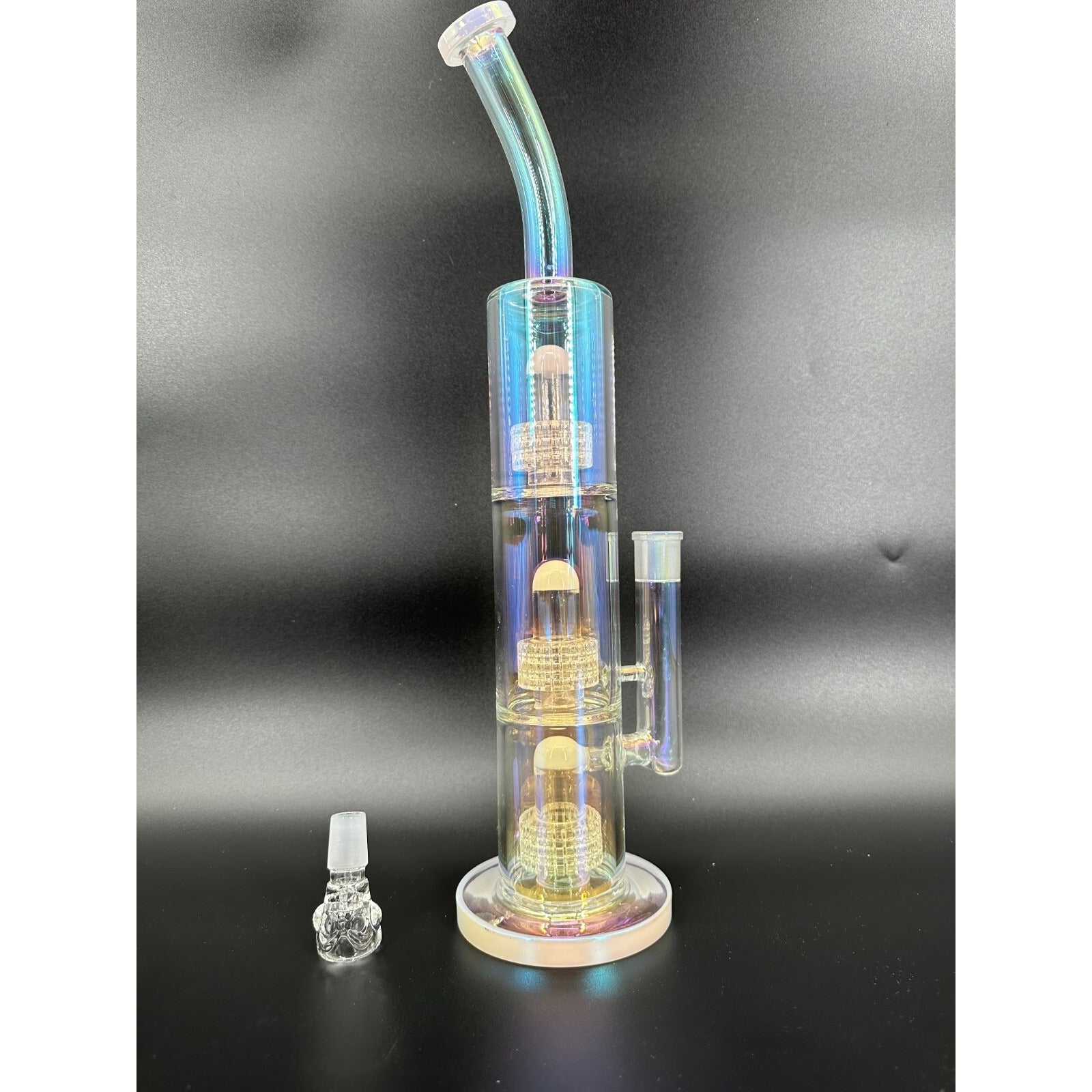 16in Heavy Thick Glass Bong Water Pipe Hookah Bongs with Skull catcher White