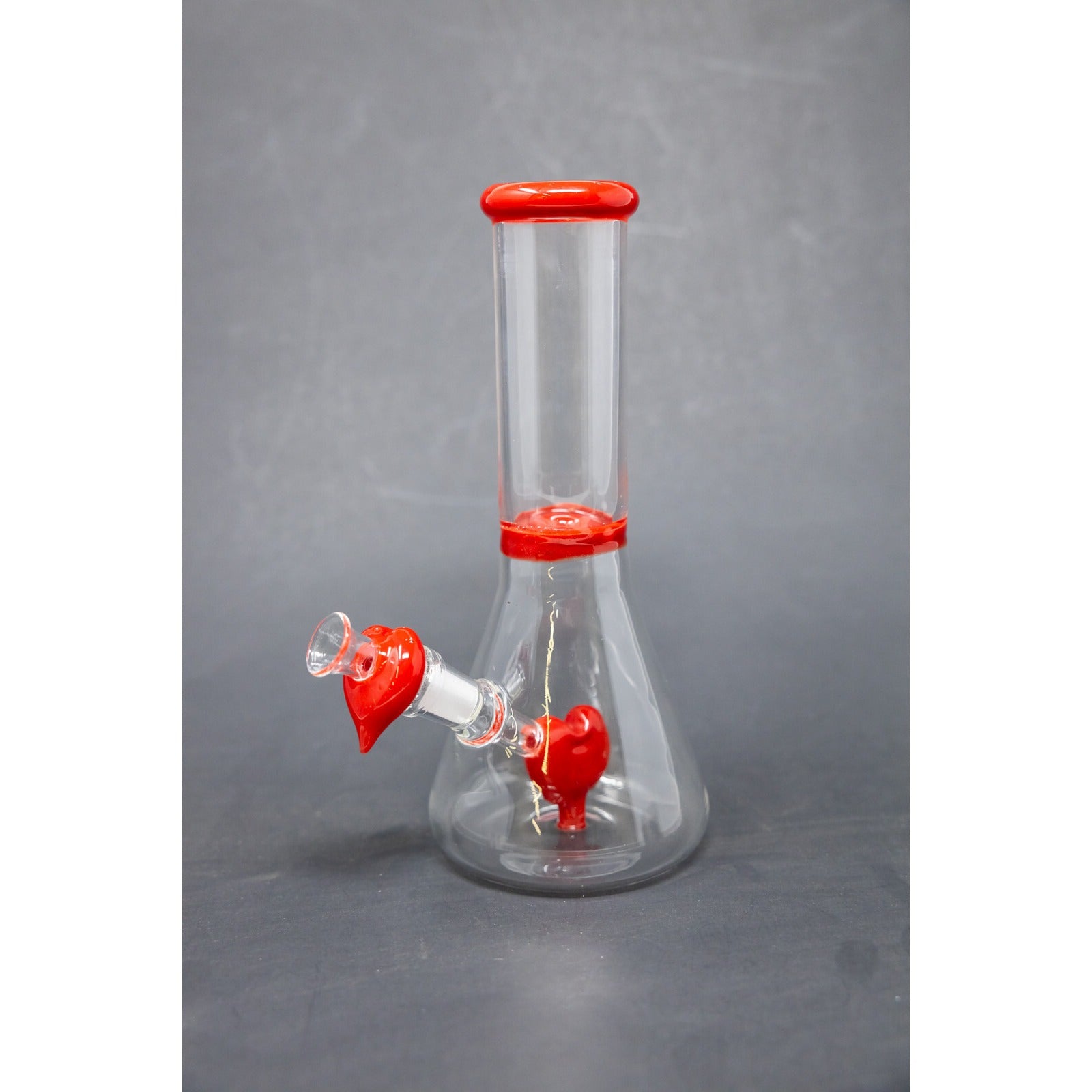 Hookah Water Pipe Glass 8" Red Heart Tobacco Beaker Bong w/ Heart Bowl Pc