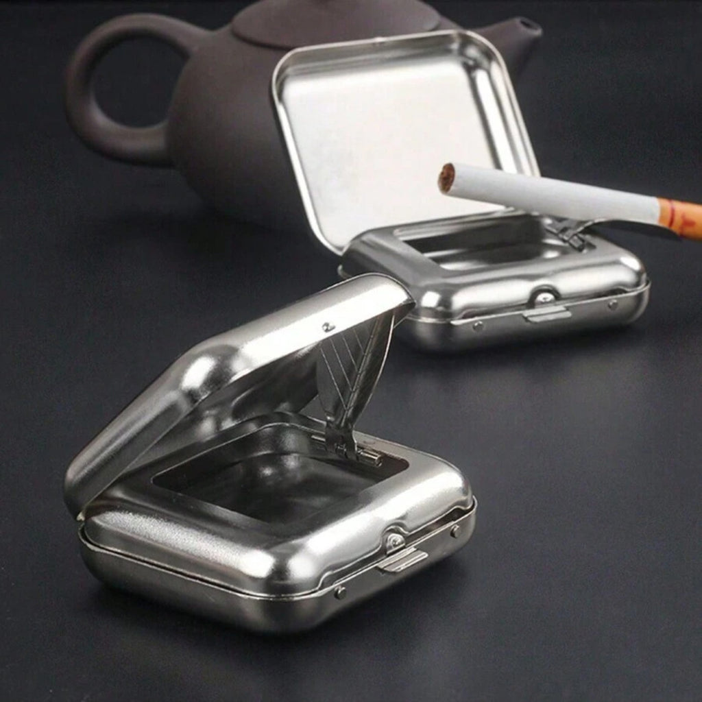 Mini Portable ASHTRAY Metal Car Pocket Ashtray Windproof Cigarette Ashtray W/Lid