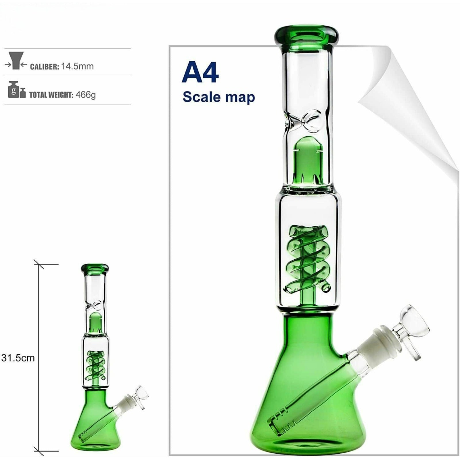 12.5'' Hookah Water Smoking Pipe Glass Bong Beaker Bubbler w/ ICE catcher Bongs