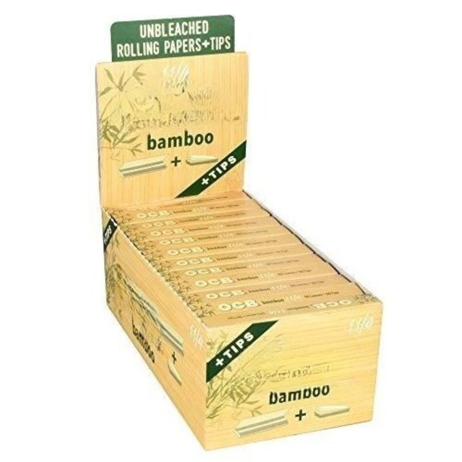 Bamboo 1 1/4 Rolling Papers + Tips 1.25 Size (Full Box of 24 Booklets)