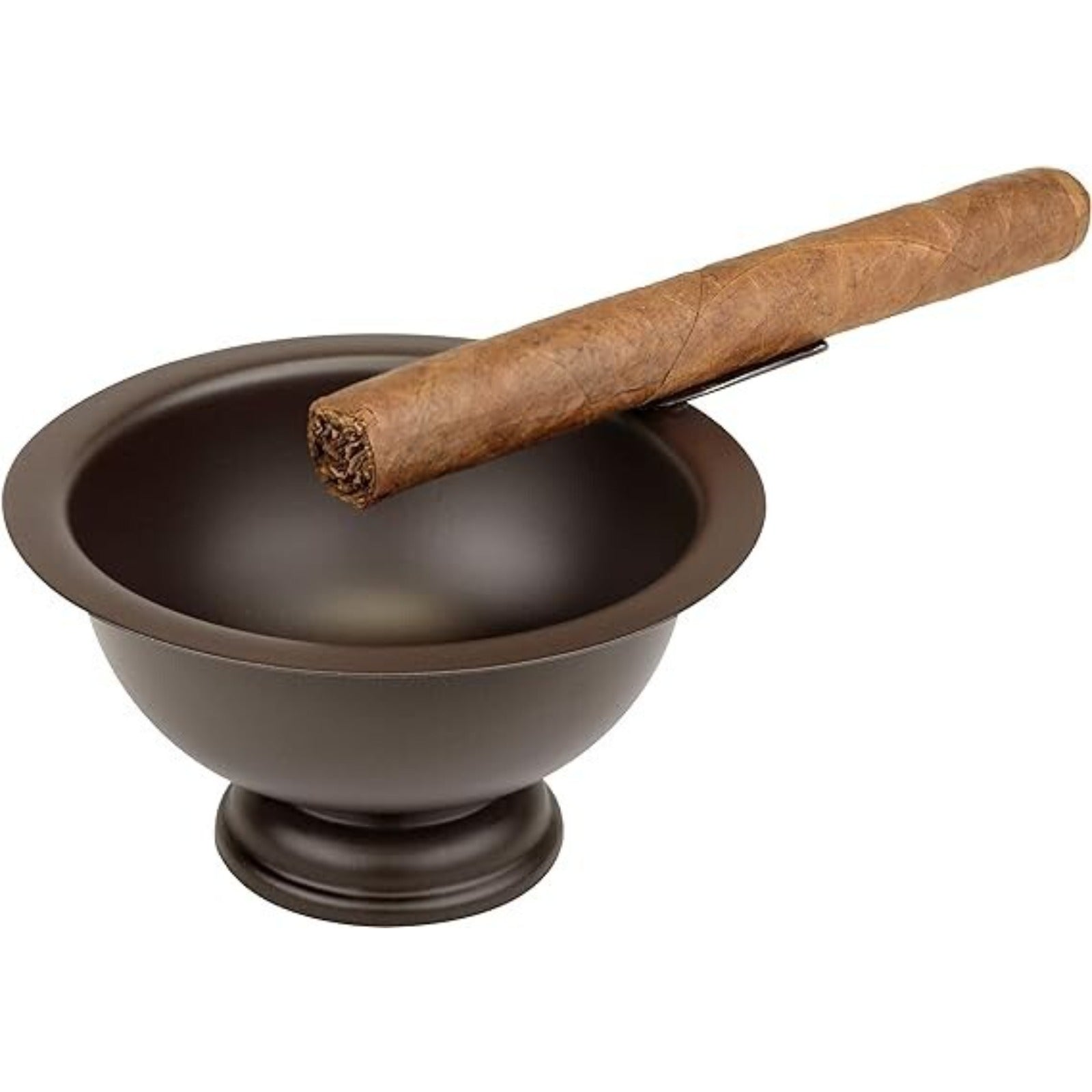 Stinky Cigar Personal Size Ashtray with 1 Stirrup, Compact, Matte Brown
