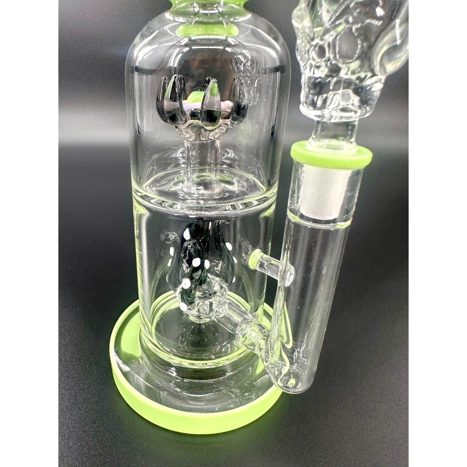 11" Green & Black Recycler Glass Bong 14mm Bowl Water Pipes Hookah
