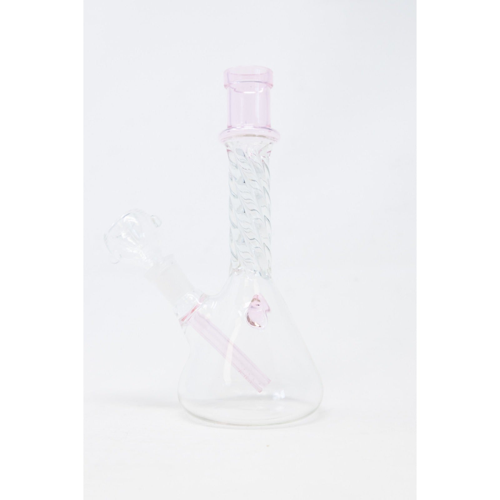 Hookah Water Pipe Glass 7" Pink Twisted Devil Horns Tobacco Bong w/ Bowl