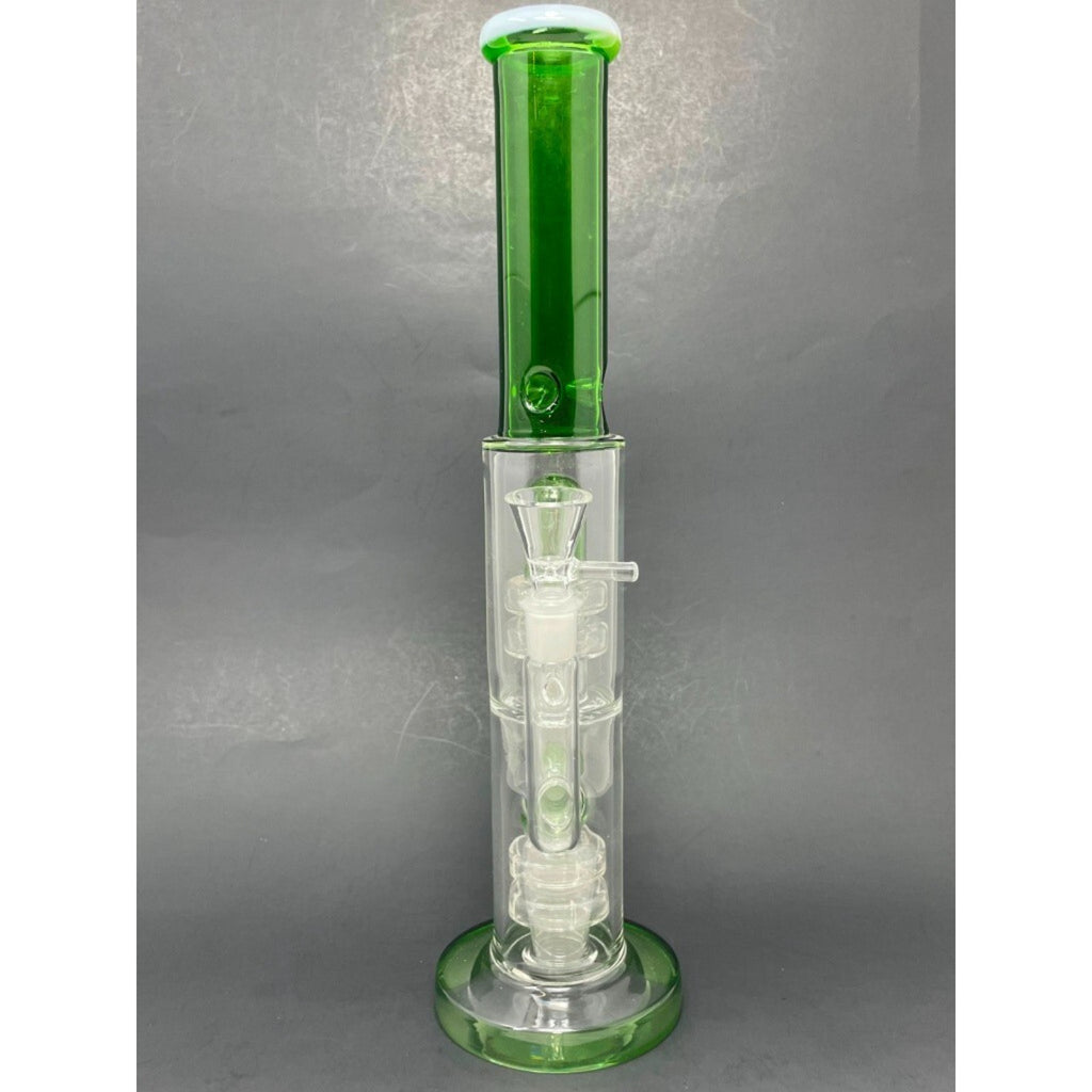 14" Hookah Water Pipe Stoned Genie Green Double Percolator Bong w/ Ice Catcher