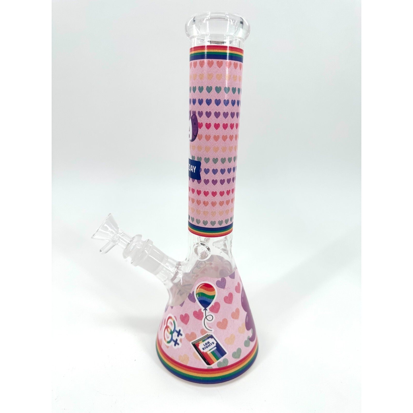11" Pink Cute Glass Bongs Filter 14mm Bowl Bubbler Women Girls Gift