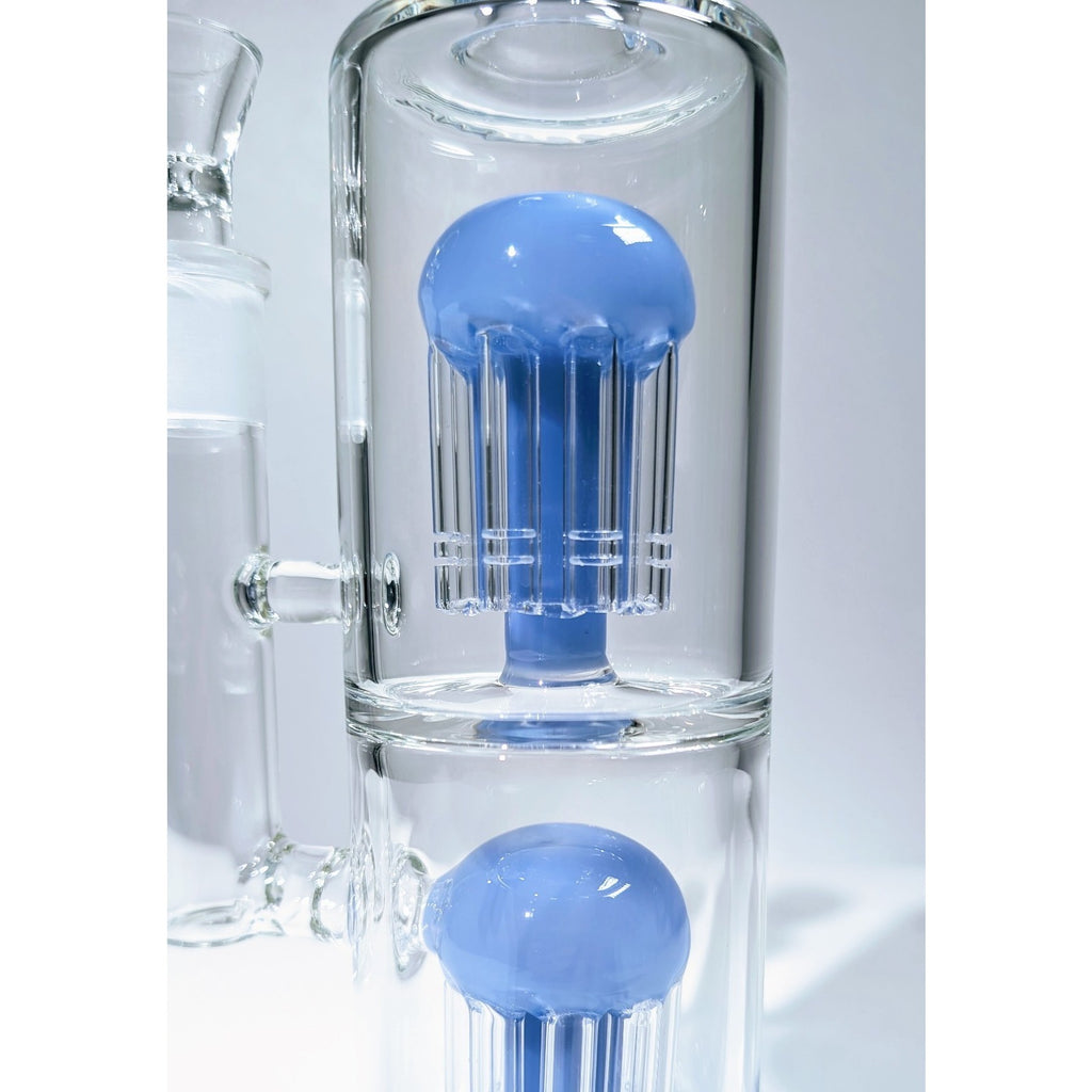 13" Blue Double Tree Perc 18mm Straight Tube Premium Quality Water Pipe Bong