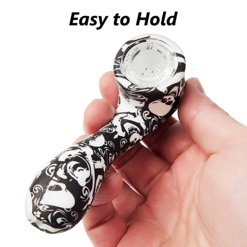 ( Pack of 2 ) 4.5Inch Tobacco Smoking Silicone Pipe 9-Hole Glass Bowl Hand Pipe