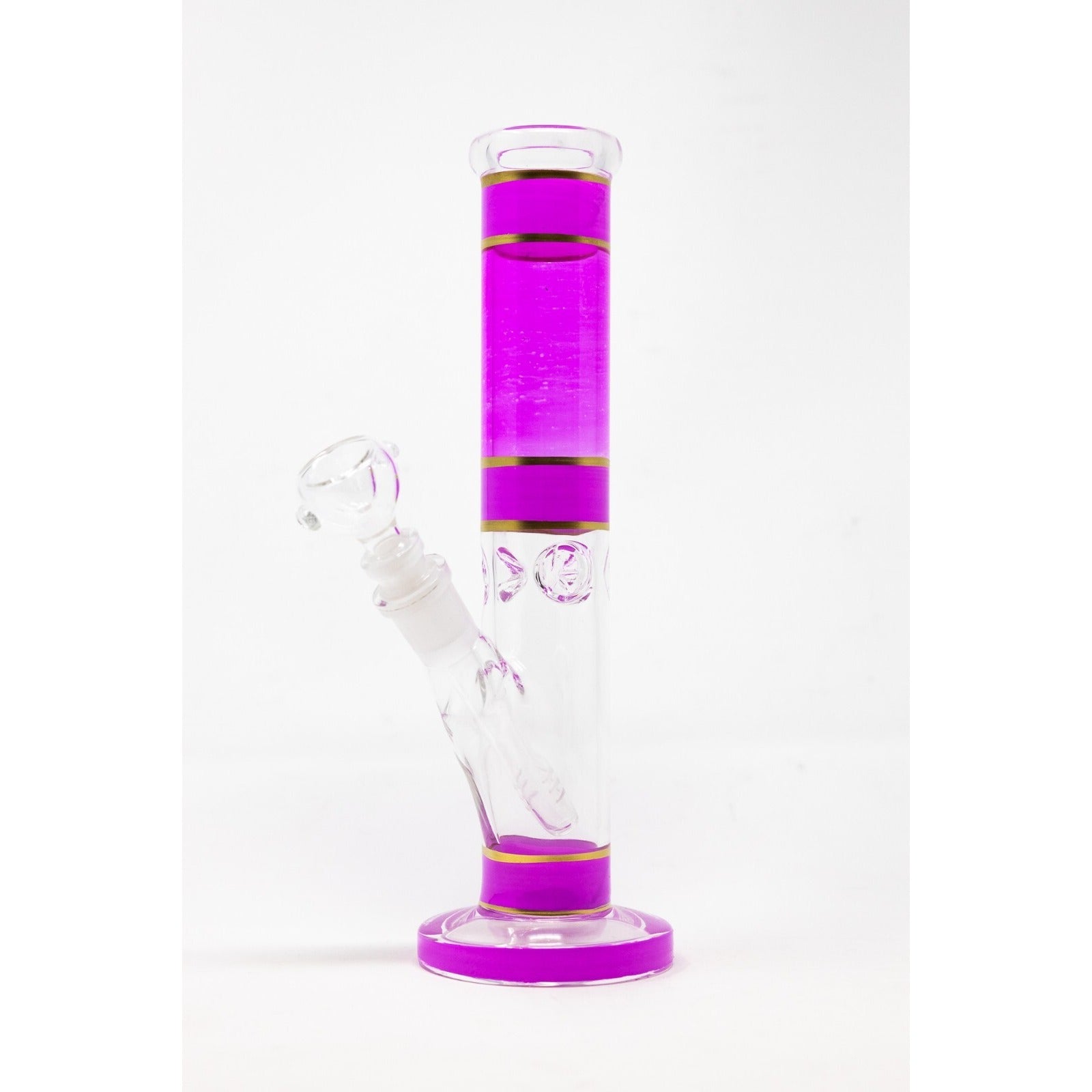 Hookah Water Pipe Glass 10" Pink & Gold Shooter Tobacco Bong w/ ICE catcher