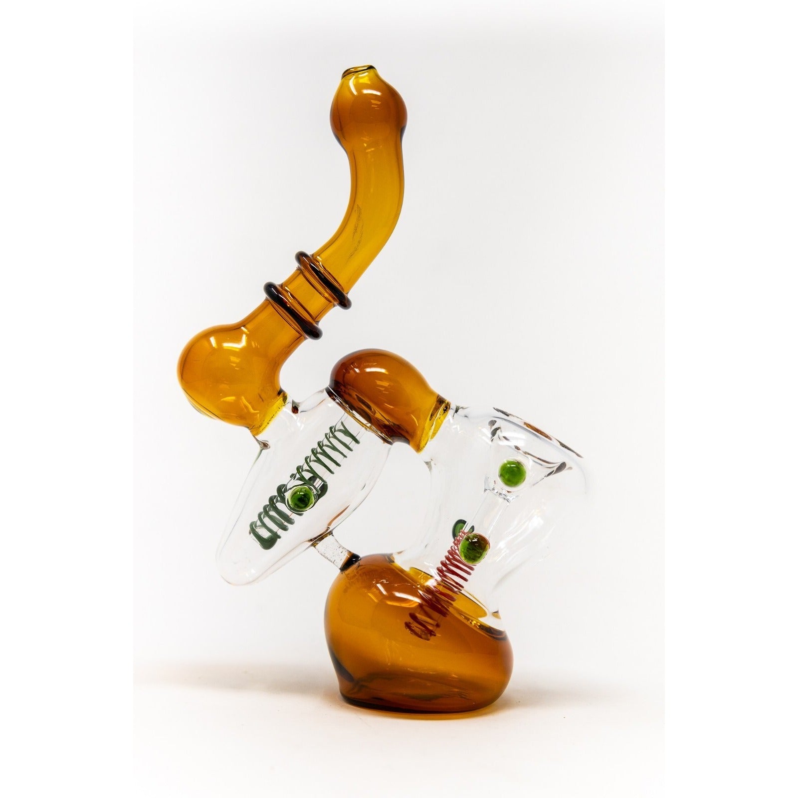 Hookah Water Pipe 7" Dark Amber Double Chamber Tobacco Bubbler Bong.