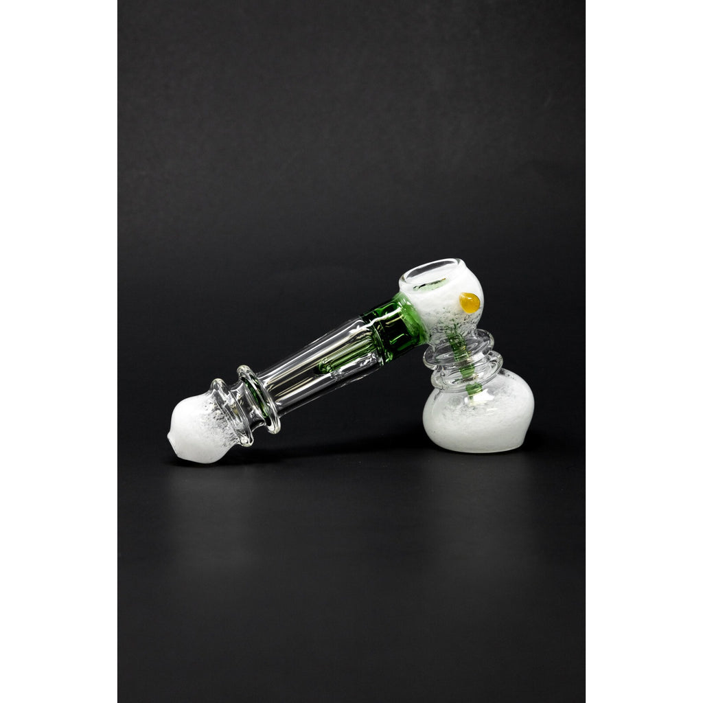 Hookah Water Pipe 7" Premium White/Green Hammer Bubbler Bong w/ Percolator
