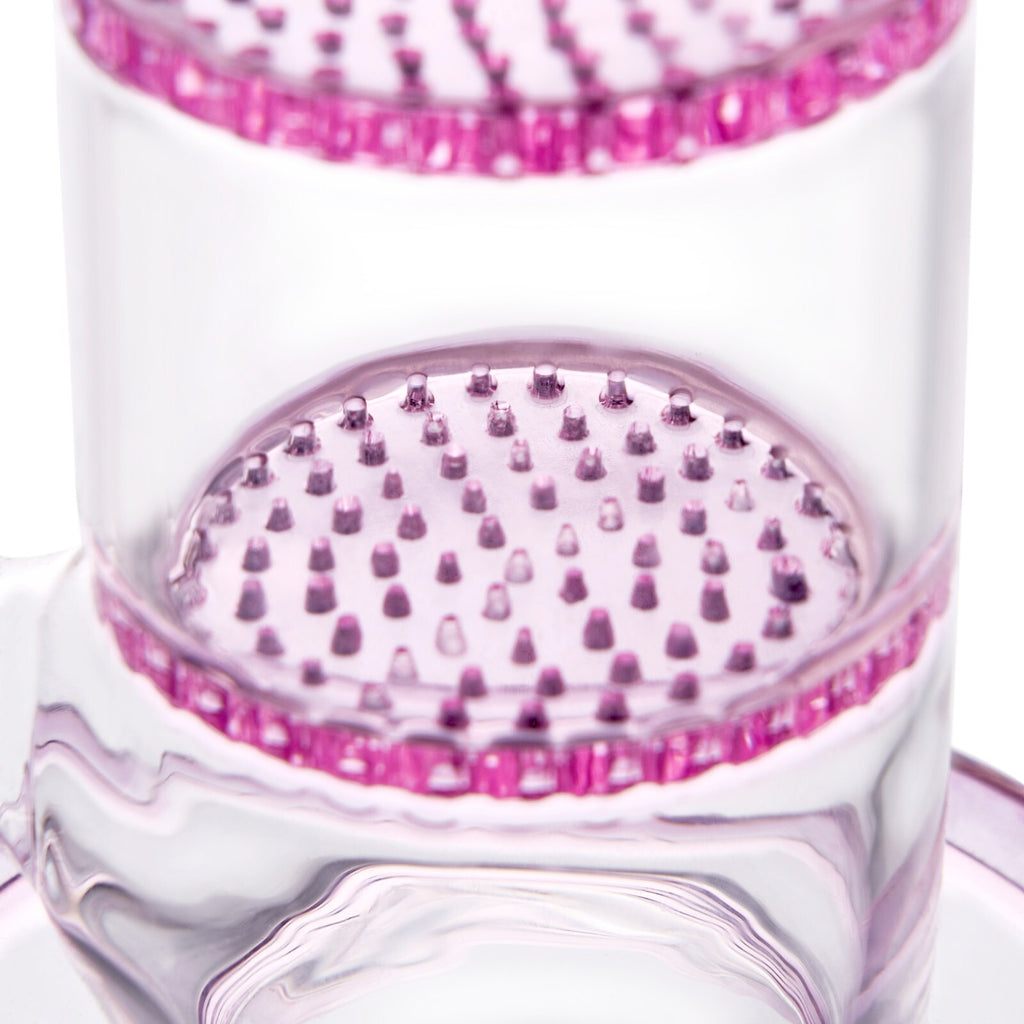 16.5" Pink Glass Bong Hookahs Honeycomb Percolator Water Pipe Bowl for Smoking