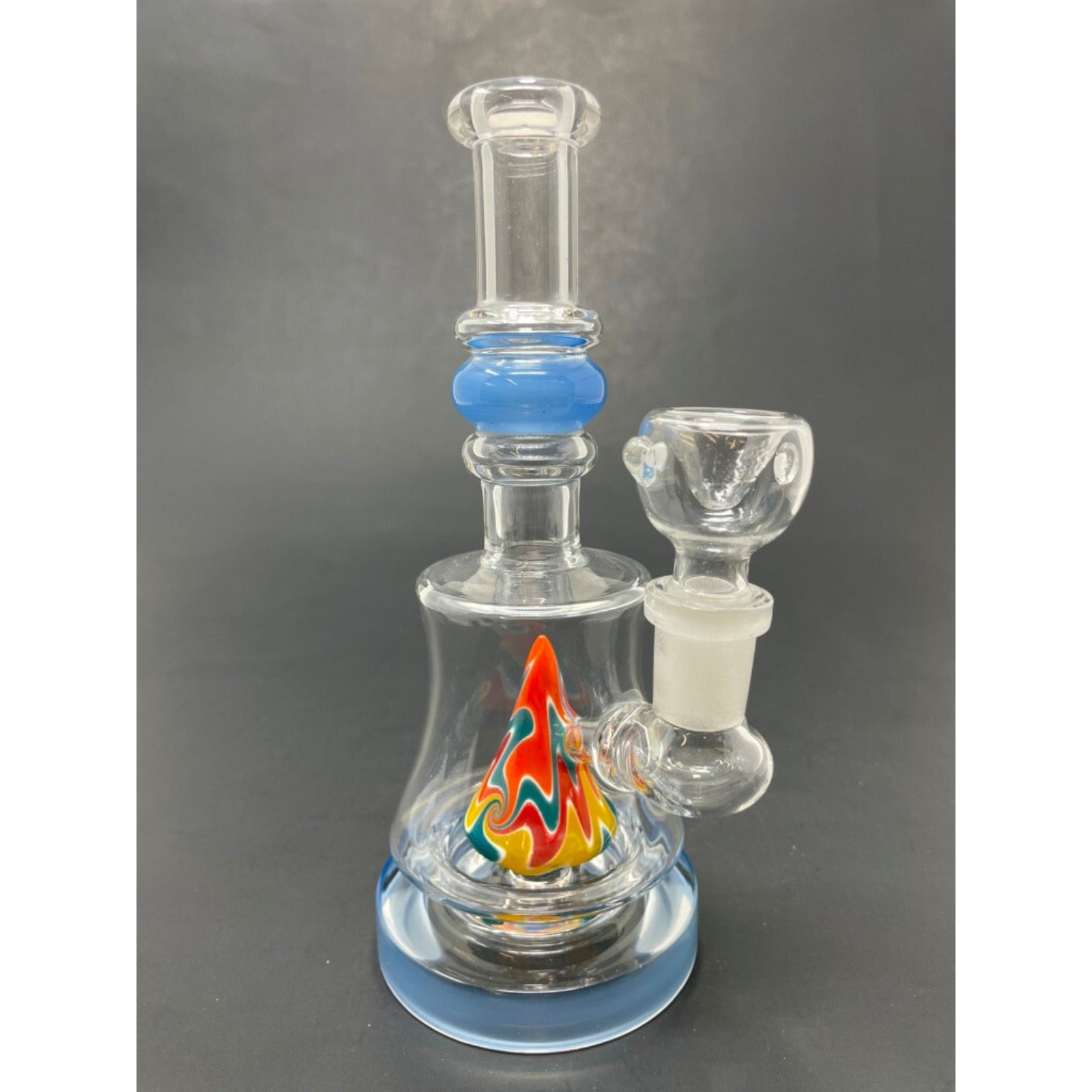 Hookah Water Pipe Glass 8" Milky Blue Single Mountain Percolator Bong