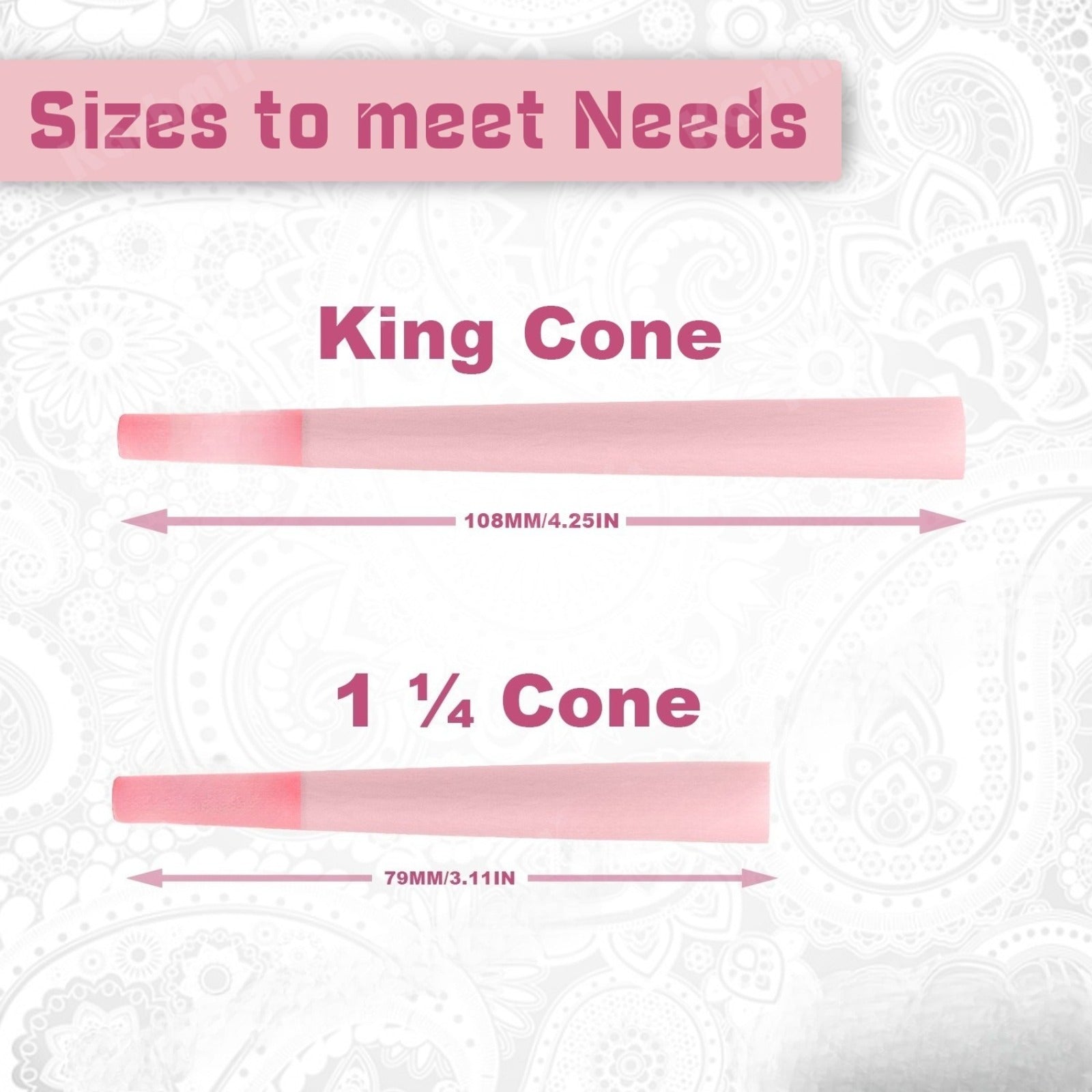 Pre Rolled Cones Pink King Size 200 Ct Rolling Paper Cones W/Filter Tips