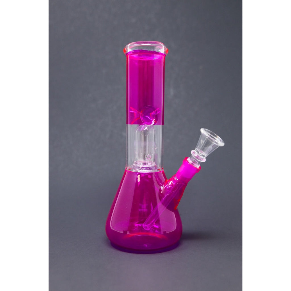 Hookah Water Pipe Glass 8" Pink Single Percolator Beaker Tobacco Bong