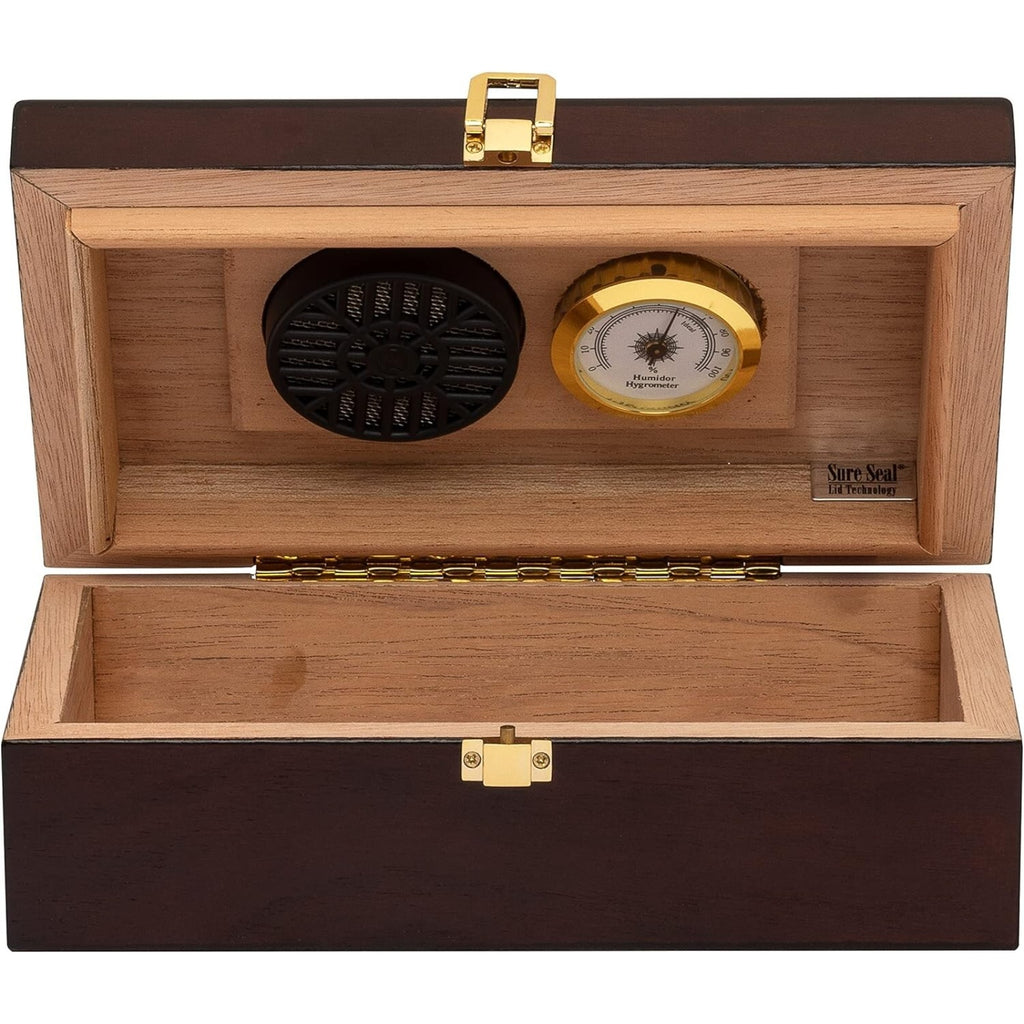 Humidor Supreme Cigar Humidor Box, Travel Humidor, Mahogany - 12 Cigars Storage