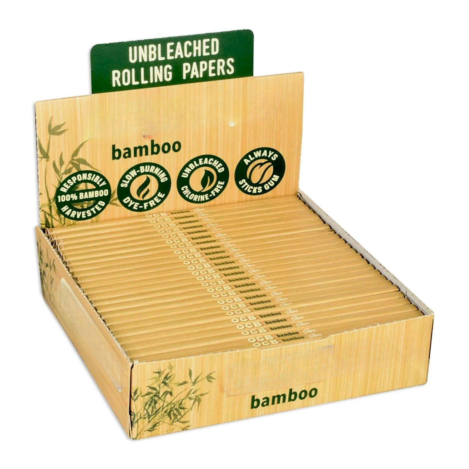 Bamboo Rolling Papers King Size Slim Unbleached (Full Box of 24 Booklets)
