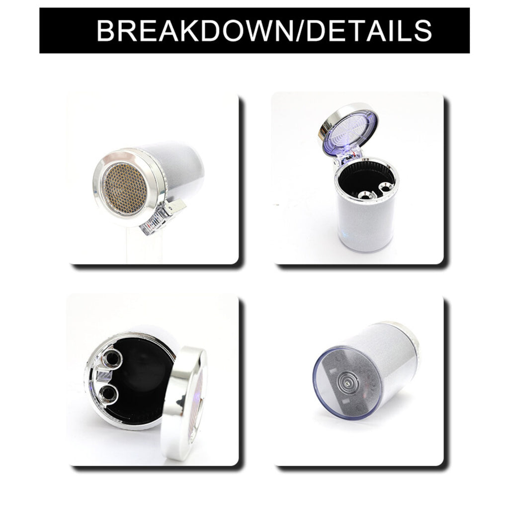 Car Ashtrays LED Light Multi-Function Portable Ashtray Colorful with Air Vent US