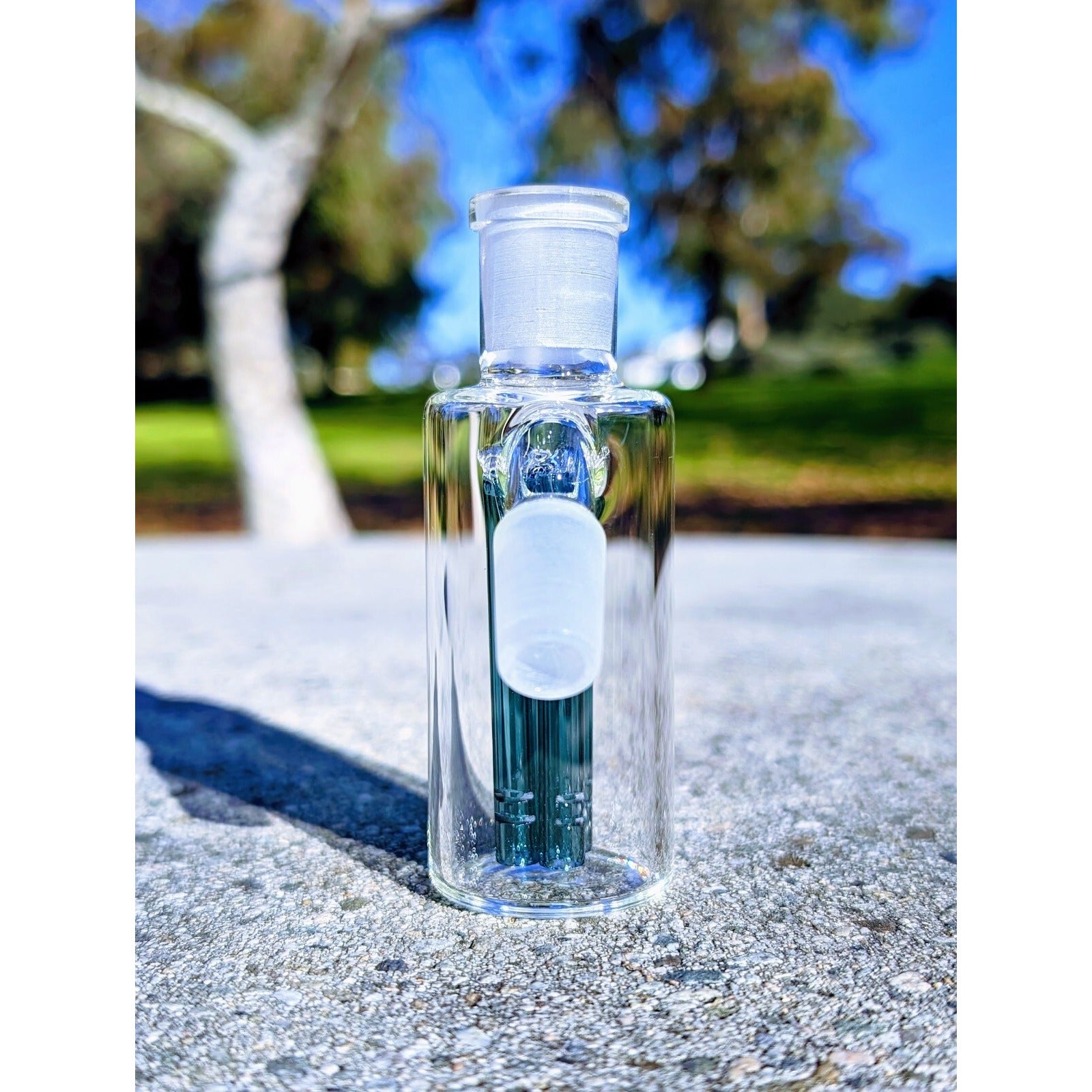 Premium Thick 14mm 45° Teal Quad Tree Perc Ash Catcher Tobacco Water Pipe Bong