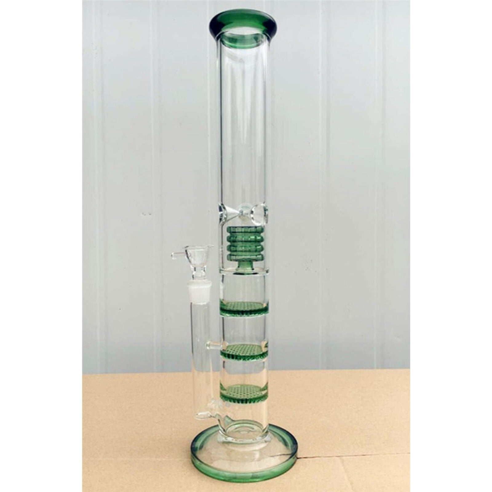 16.5" Glass Bong Hookahs Honeycomb Percolator Water Pipe Bowl for Smoking