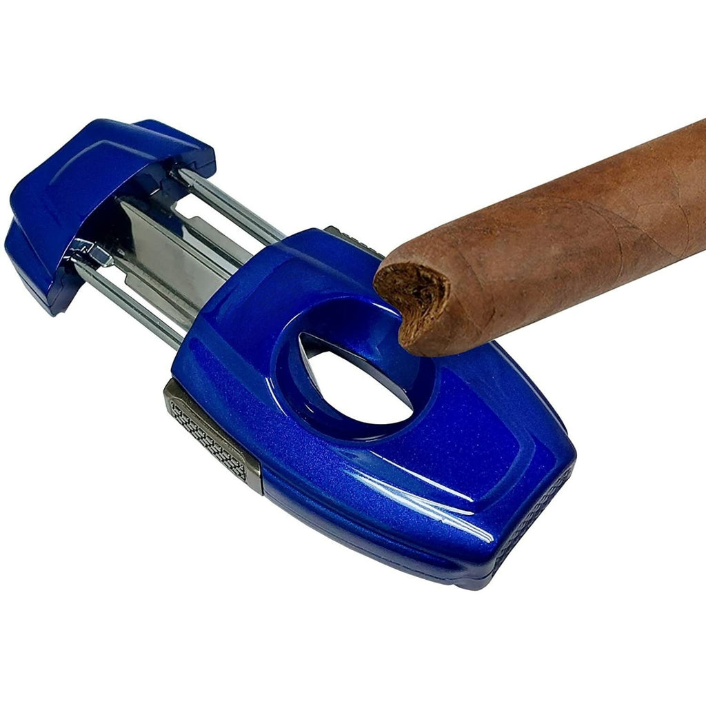 VX2 V-Cut Cigar Cutter, Up to 70 Ring Gauge, Spring-Loaded , Blue