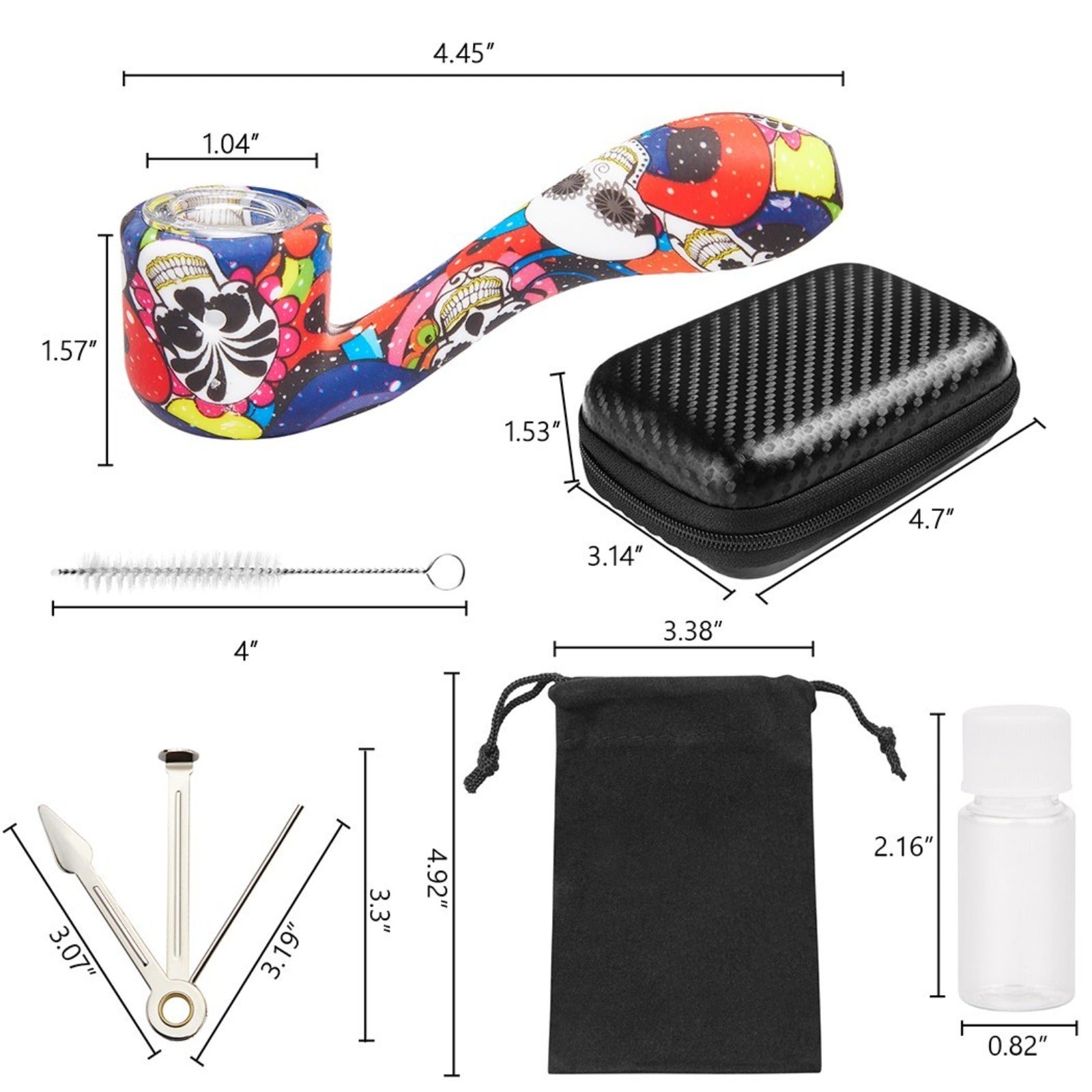 ( Pack of 2 ) 4.5Inch Tobacco Smoking Silicone Pipe 9-Hole Glass Bowl Hand Pipe