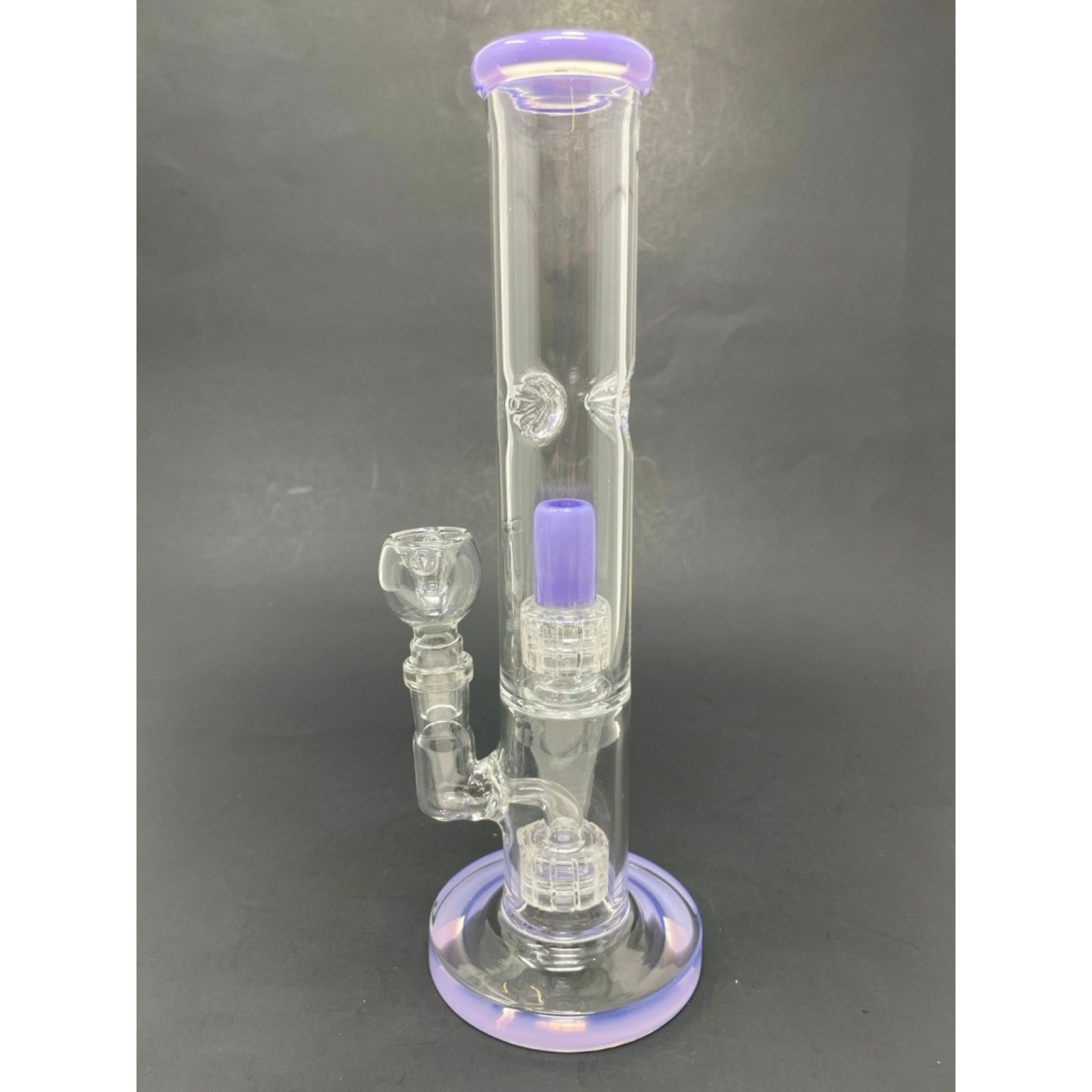 Hookah Water Pipe Glass 10" Purple Double Percolator Tobacco Bong w/ ICE catcher