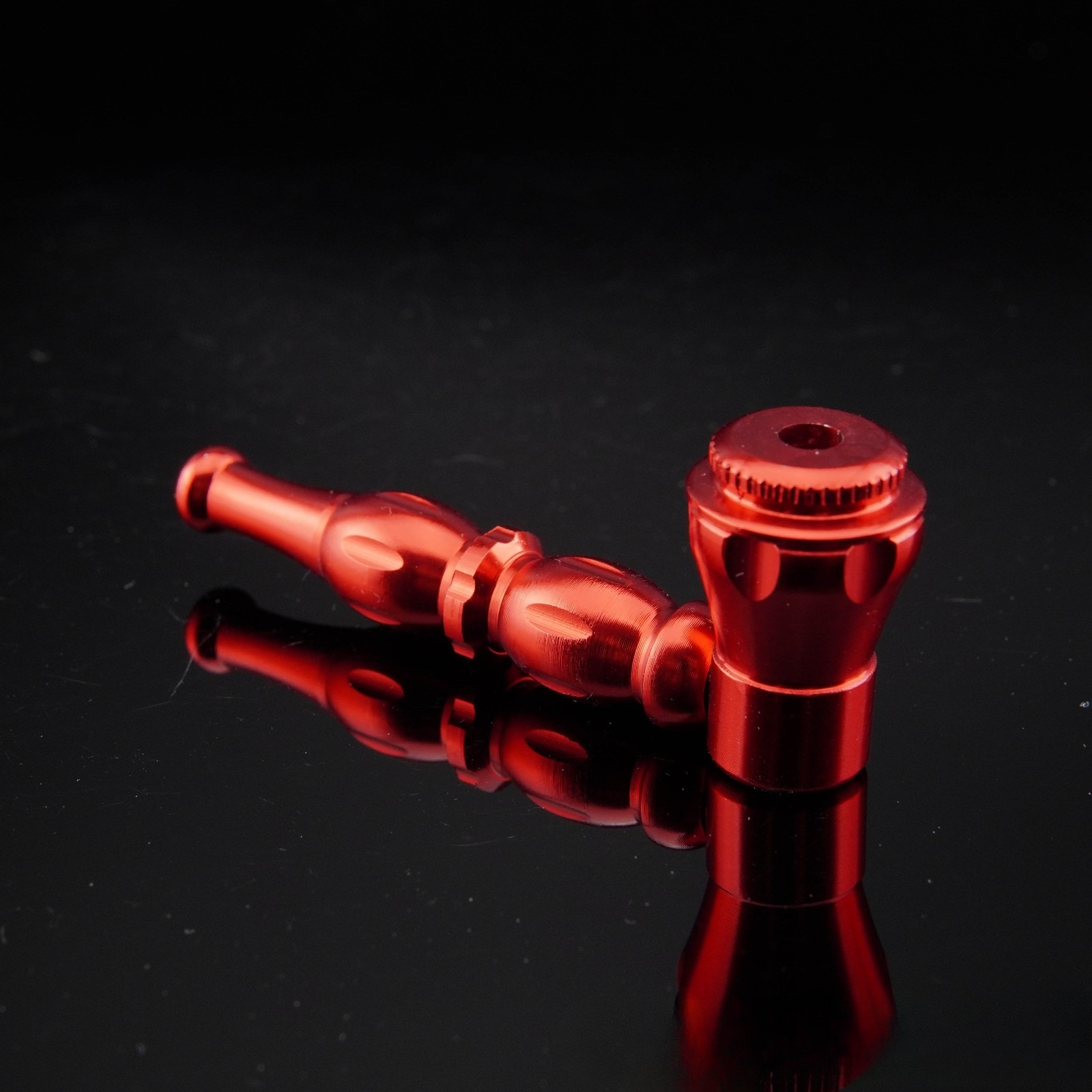 All Metal Red Portable Smoking Pipe w/ Lid Tobacco Pipe Metal Pipes.