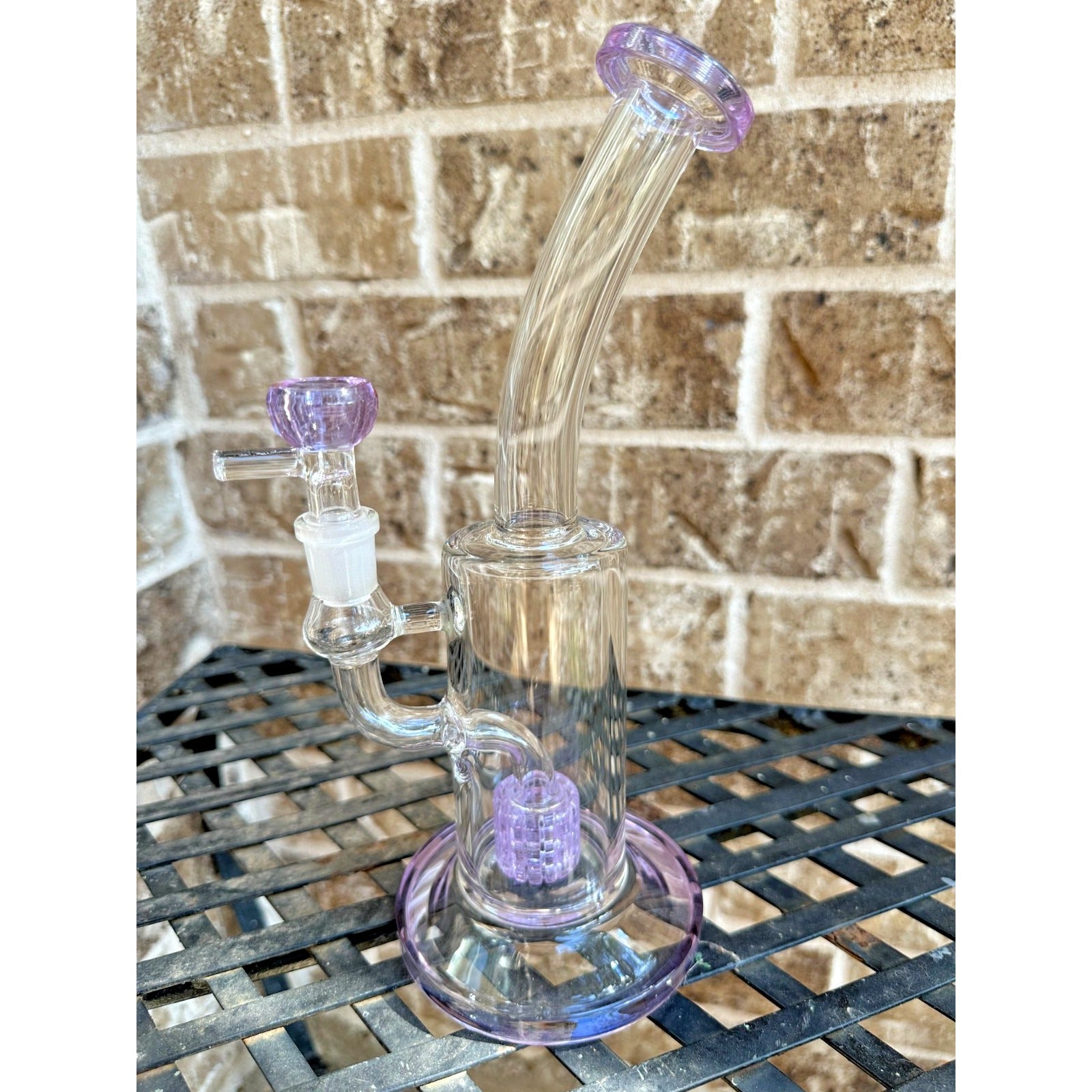10" Pink Glass Water Pipe Recycler Bong 14mm Bowl – Thick Glass Smoking Pipe