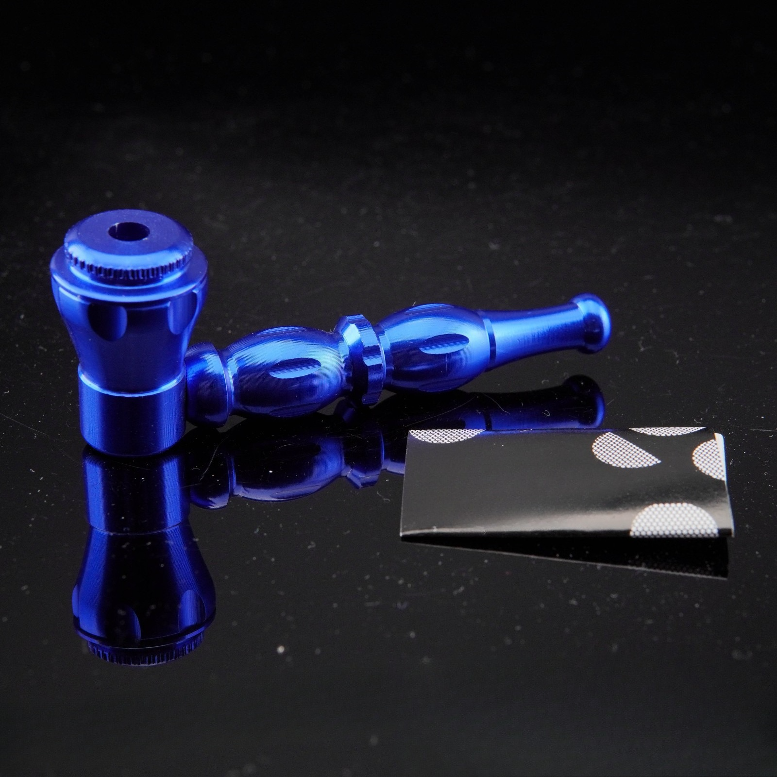 All Metal Blue Portable Smoking Pipe w/ Lid Tobacco Pipe Metal Pipes.