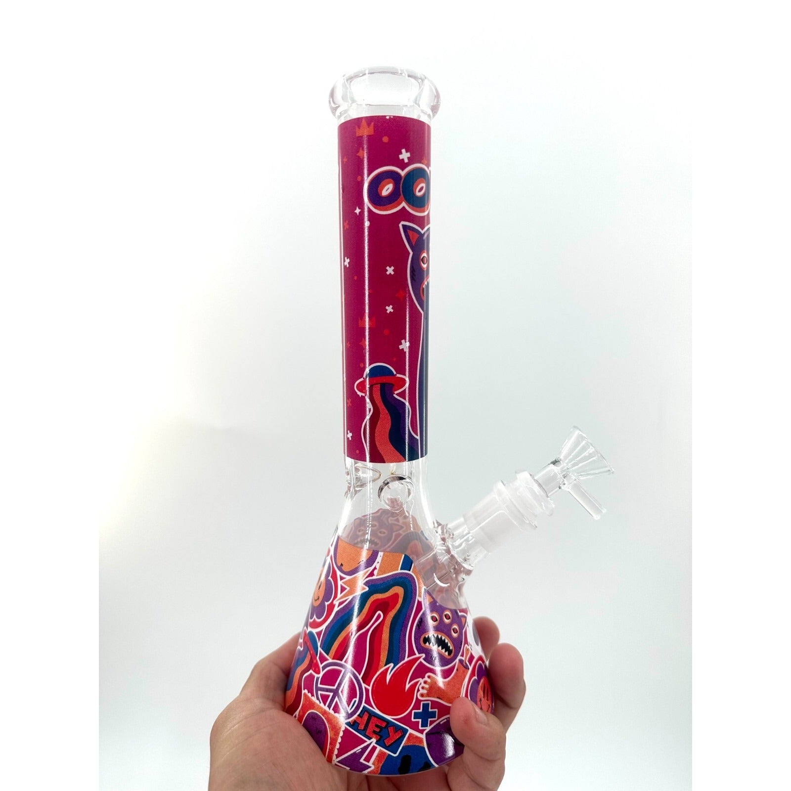 11" Cute Cartoon Glass Bongs Filter 14mm Bowl Bubbler Red&Pink Best Gifts