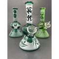 Hookah Water Pipe Glass 7" Assorted Aqua/Green Sandblasted Design Bongs