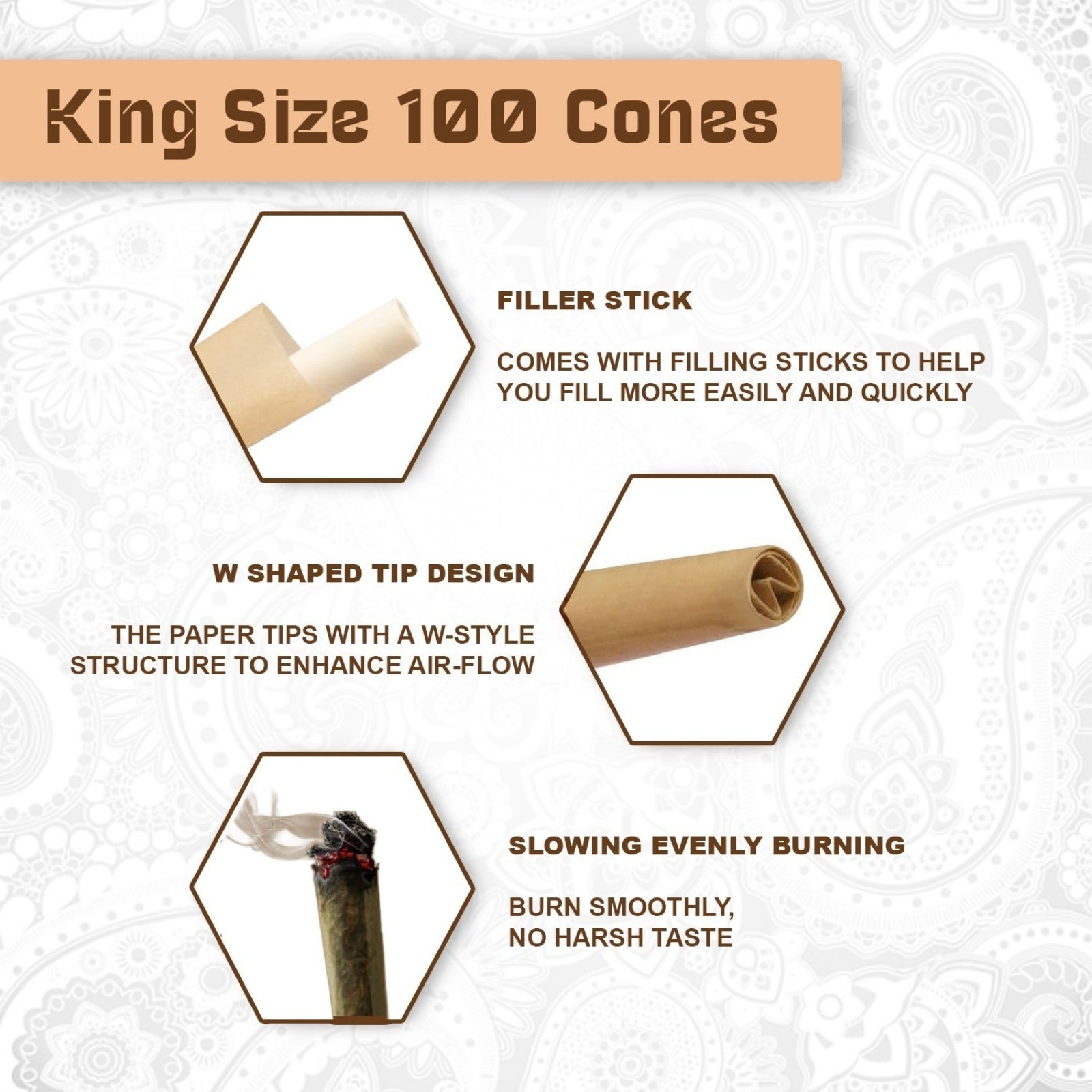 Pre Rolled Cones Bamboo King Size 100 Ct Slow Burn Rolling Paper Cones