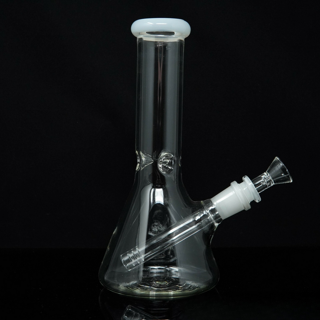 8.5” White Hookah Water Pipe Tobacco Smoking Beaker Pipe w/ Ice Catcher
