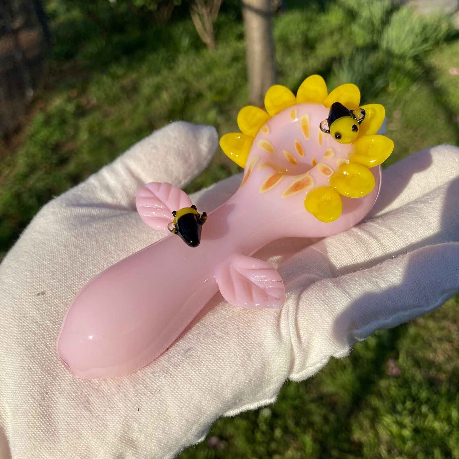 The Sunflower Glass Pipe Smoking Hand Spoon Pipe Tobacco Glass Smoke Bowl Gift