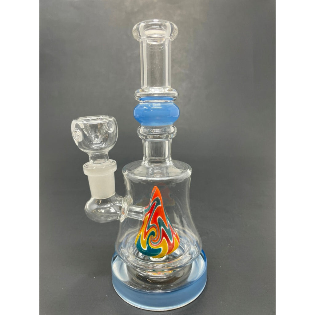Hookah Water Pipe Glass 8" Milky Blue Single Mountain Percolator Bong