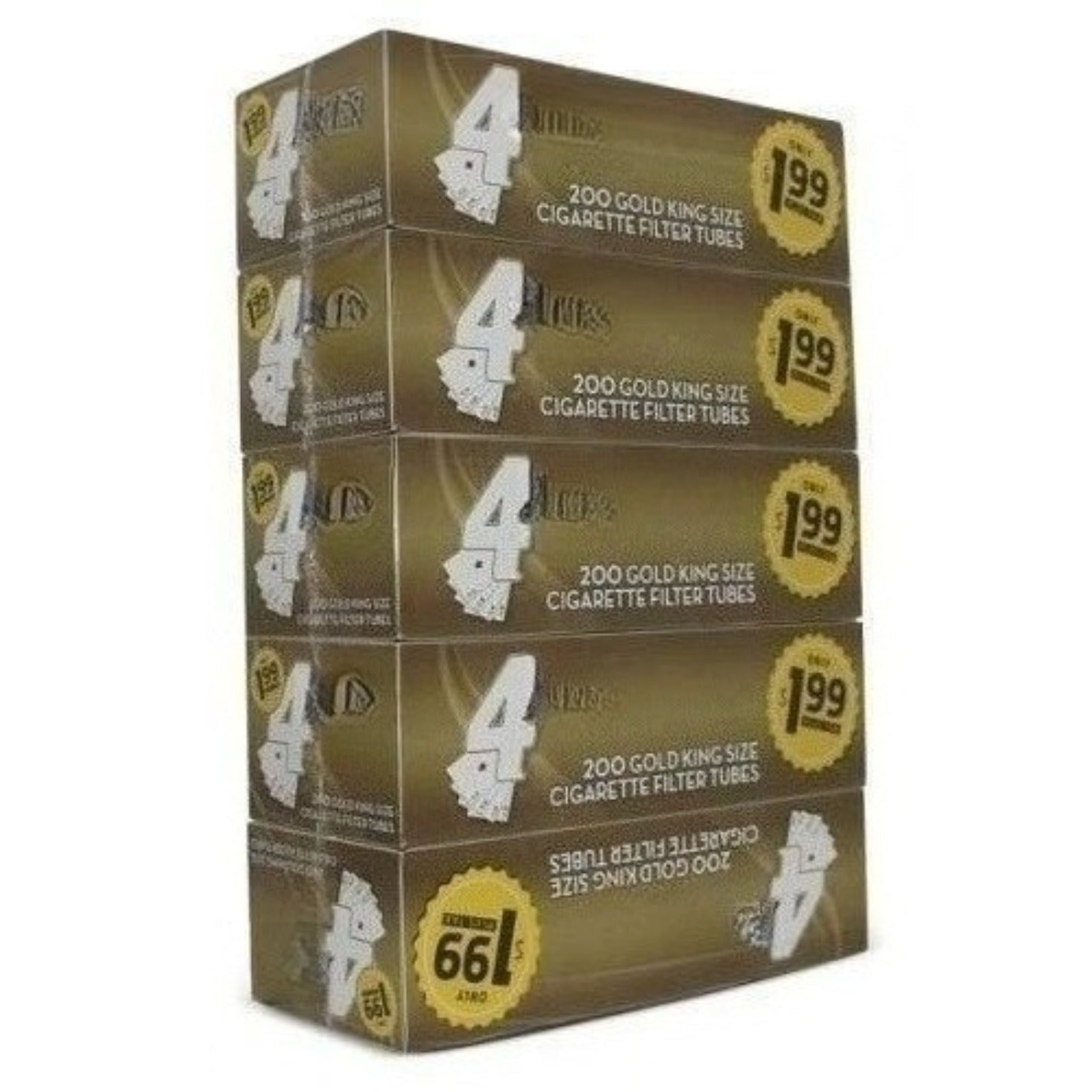 4 Aces Light King Size RYO Cigarette Tubes 200 Count Per Box (Pack of 5)