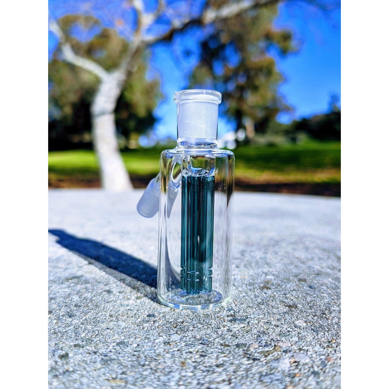 Premium Thick 14mm 45° Teal Quad Tree Perc Ash Catcher Tobacco Water Pipe Bong