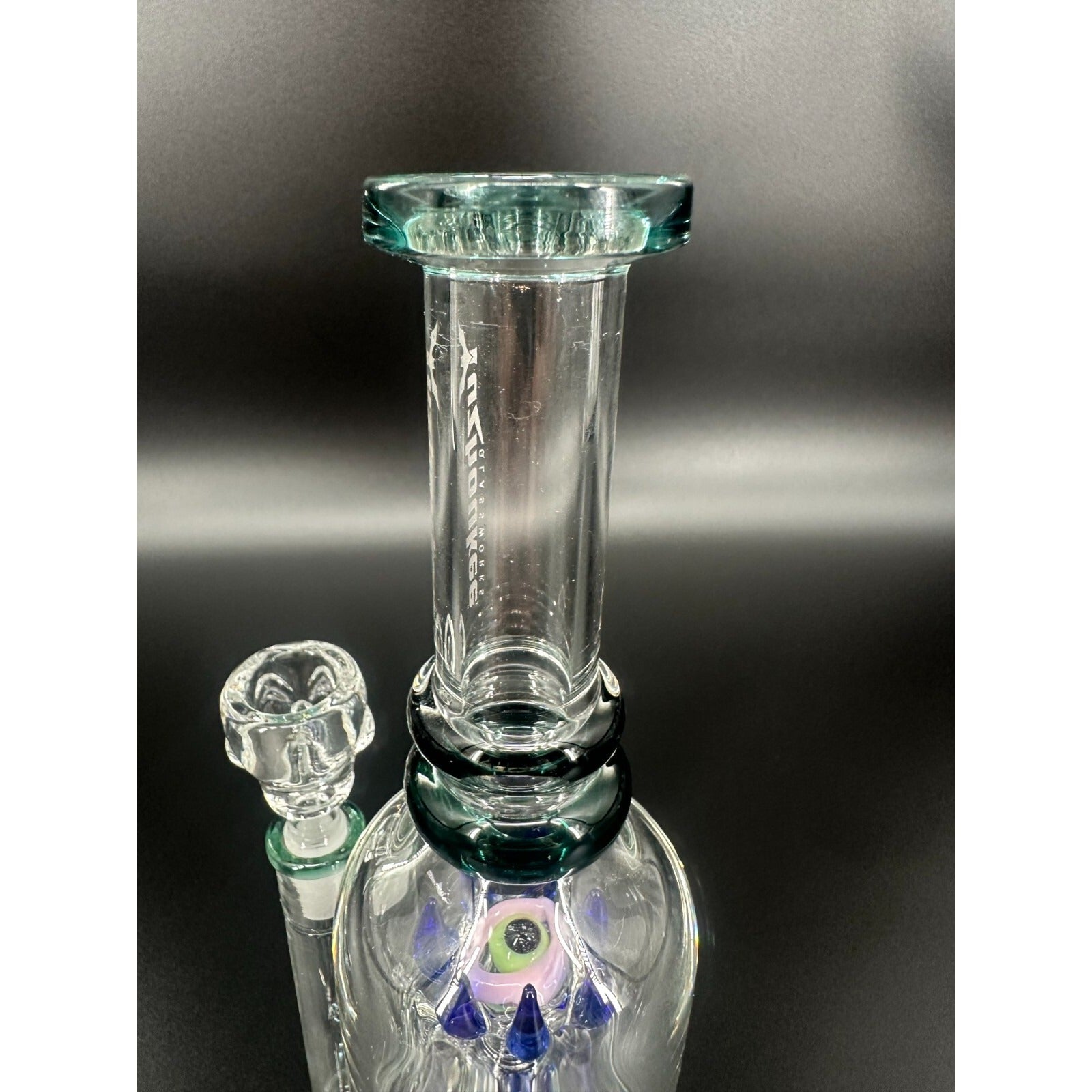 11" Blue Green Squid Recycler Glass Bong 14mm Bowl Water Pipes Hookah
