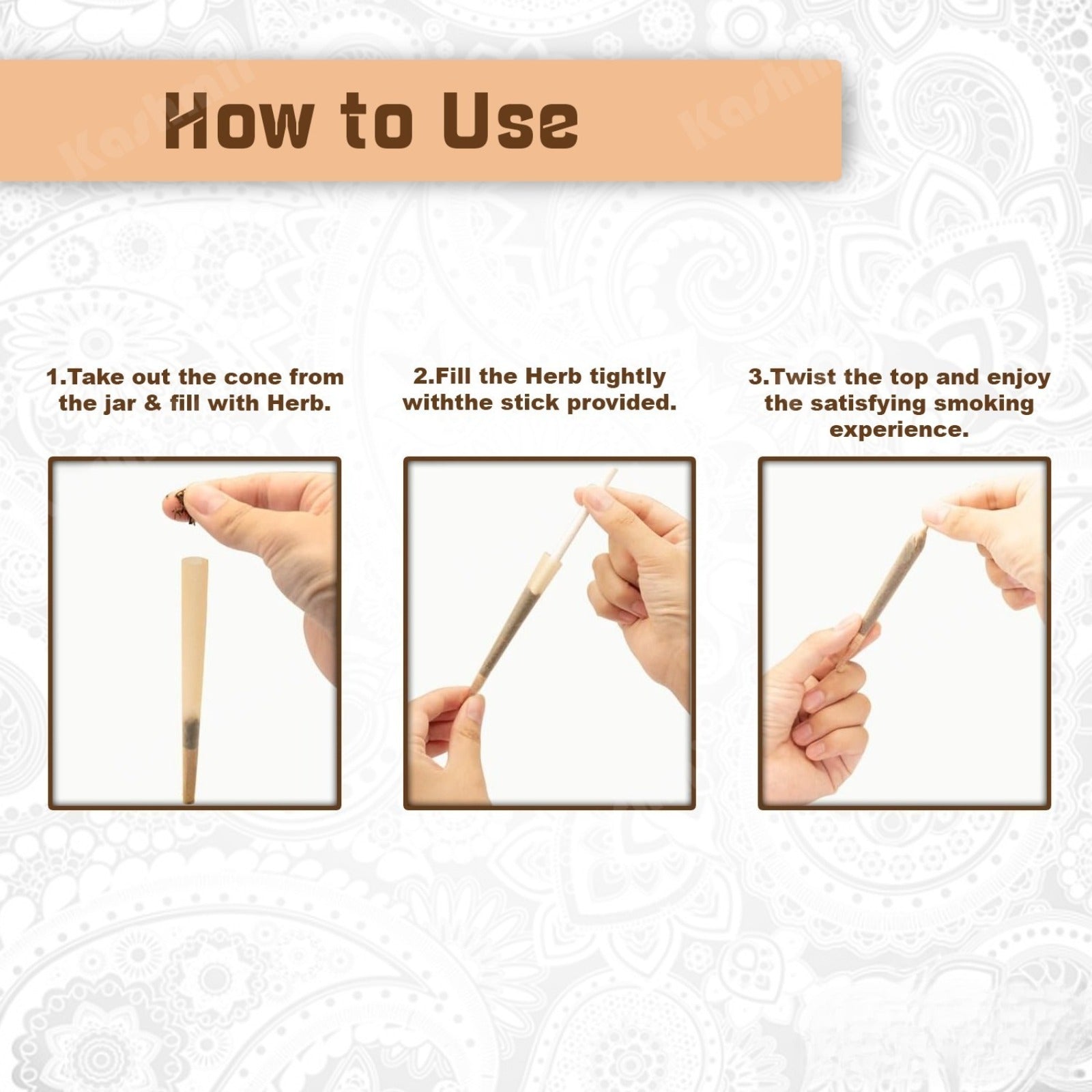 Unbleached pre-rolled cones King Size Rolling paper cones with tips - 100 CT