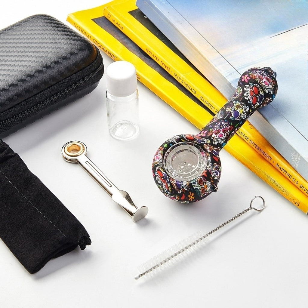 ( Pack of 2 ) 4.3 In Tobacco Smoking Silicone Pipe 9-Hole Glass Bowl Hand Pipe