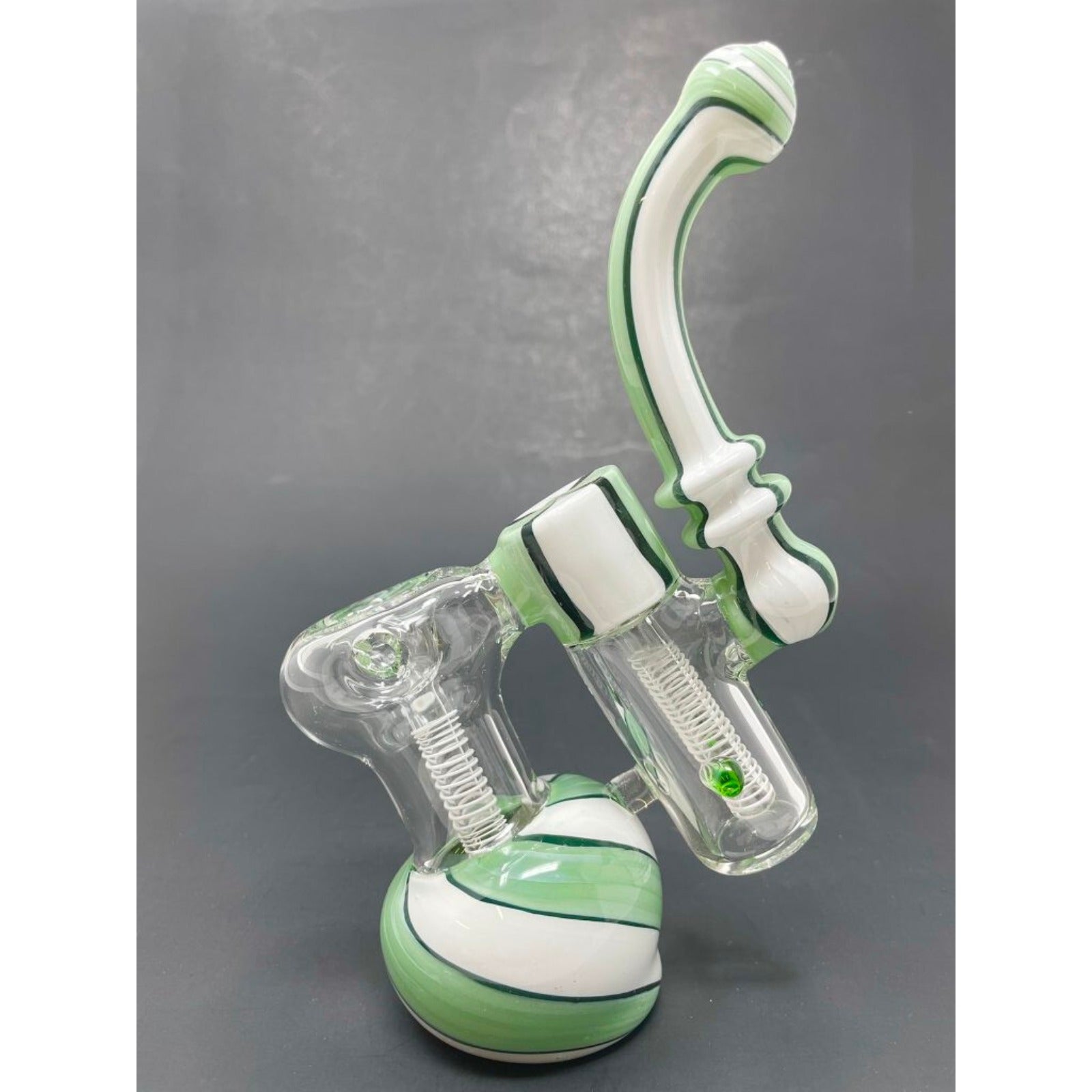 Hookah Water Pipe 7" Green/White Double Chamber Tobacco Bubbler Bong - Fast Ship