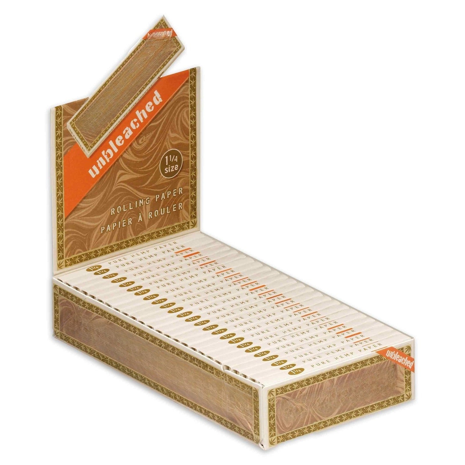 Pure Hemp Rolling Paper Unbleached 1 1/4 Medium Size (Full Box of 25)