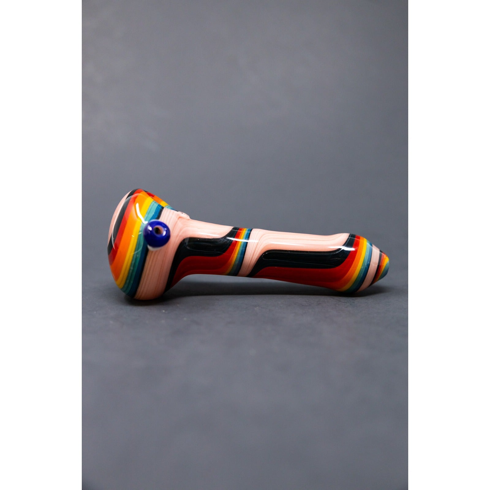 5" THICK Rainbow Design TOBACCO Glass Hand Smoking Pipe w/ Carb Hole