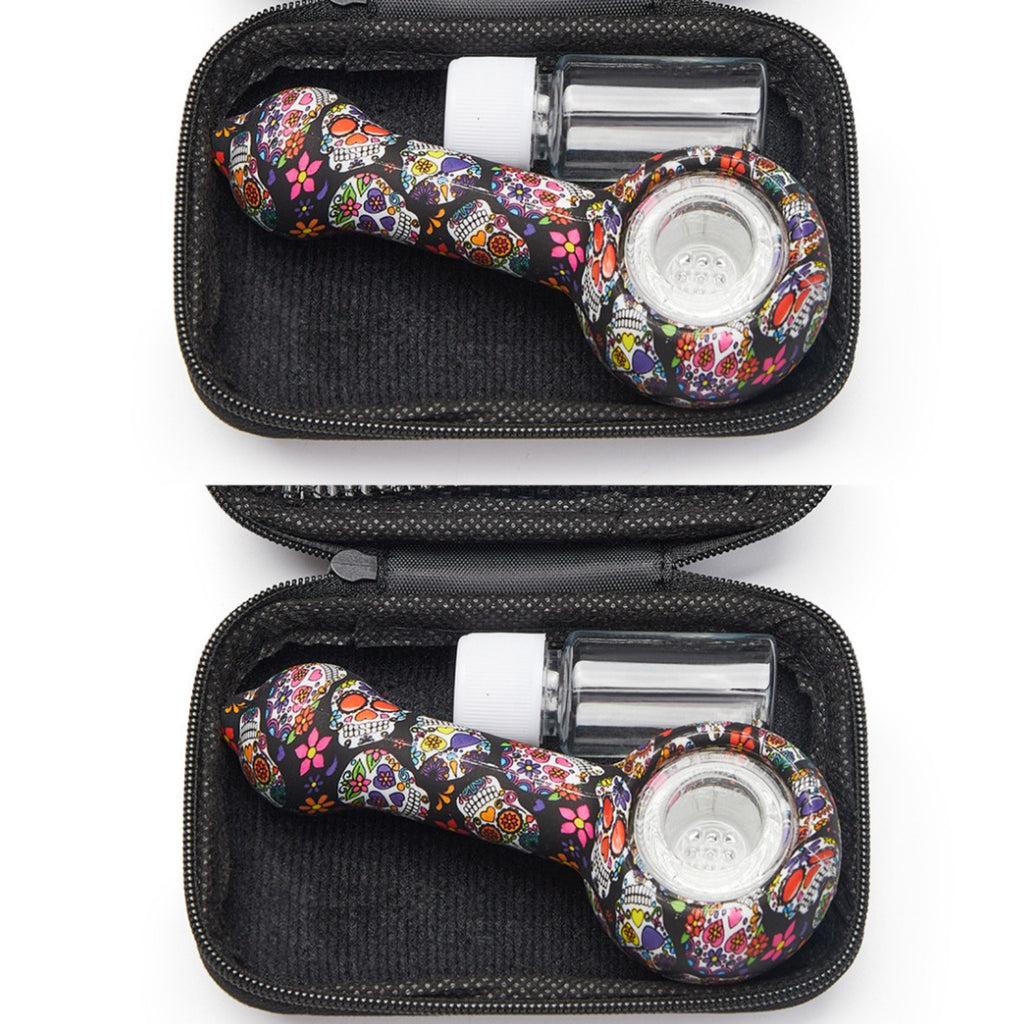 ( Pack of 2 ) 4.3 In Tobacco Smoking Silicone Pipe 9-Hole Glass Bowl Hand Pipe