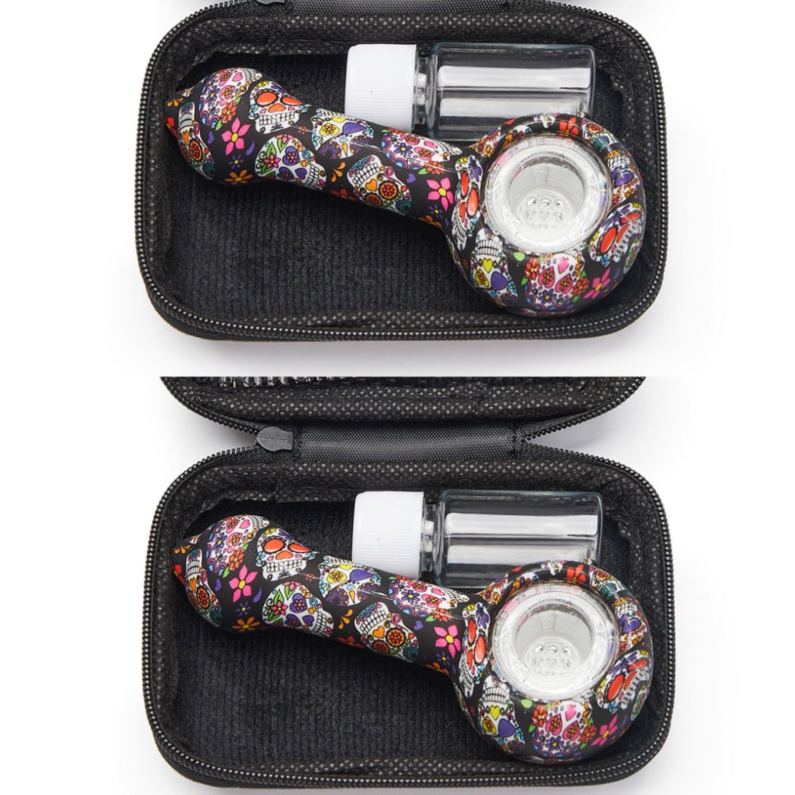 ( Pack of 2 ) 4.3 In Tobacco Smoking Silicone Pipe 9-Hole Glass Bowl Hand Pipe