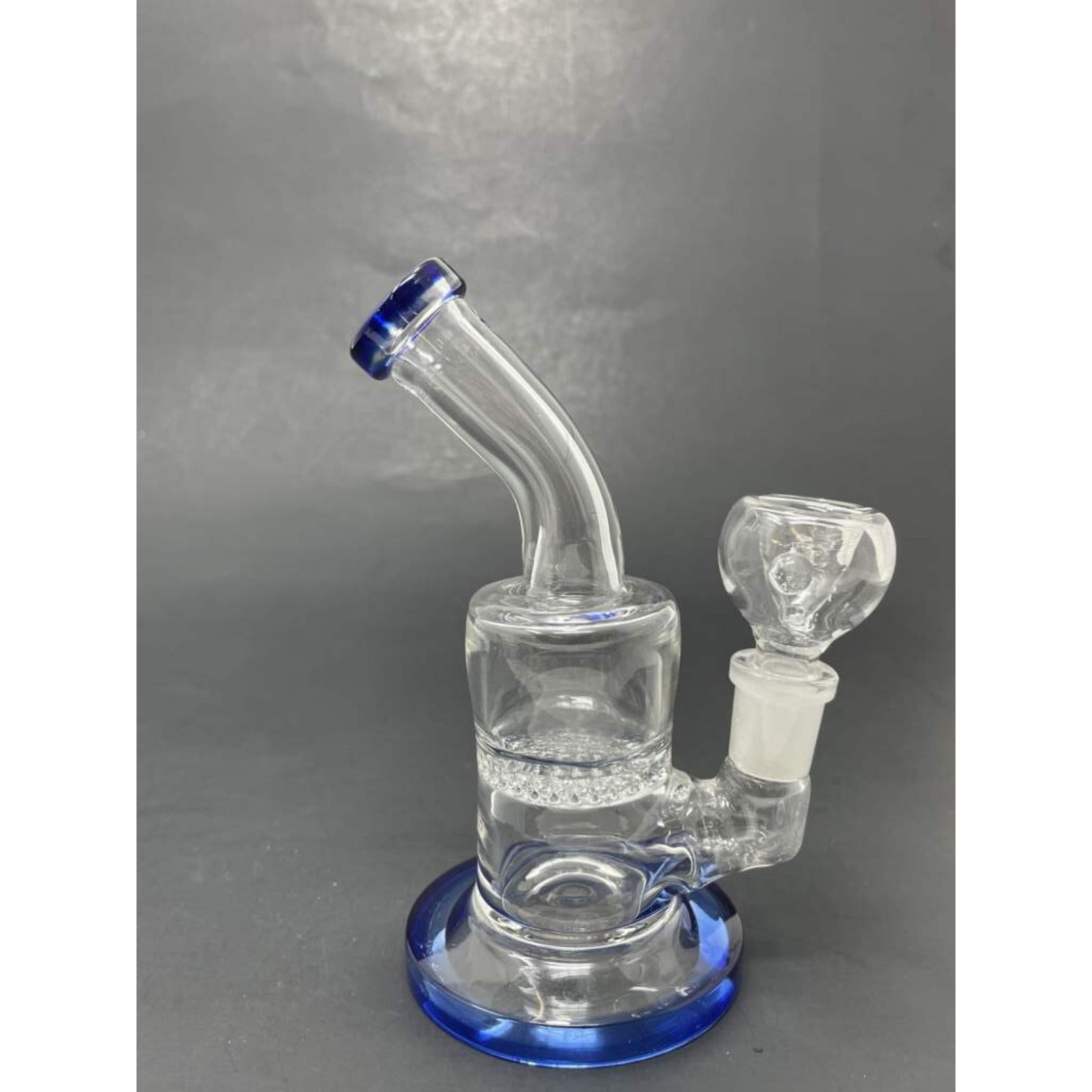 Hookah Water Pipe Glass 5" Blue Honeycomb Glass Shower Bend Tobacco Bong w/ Bowl