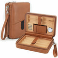 Leather Cigar Case, Portable Humidor Cigar Box With Humidifier,Capacity