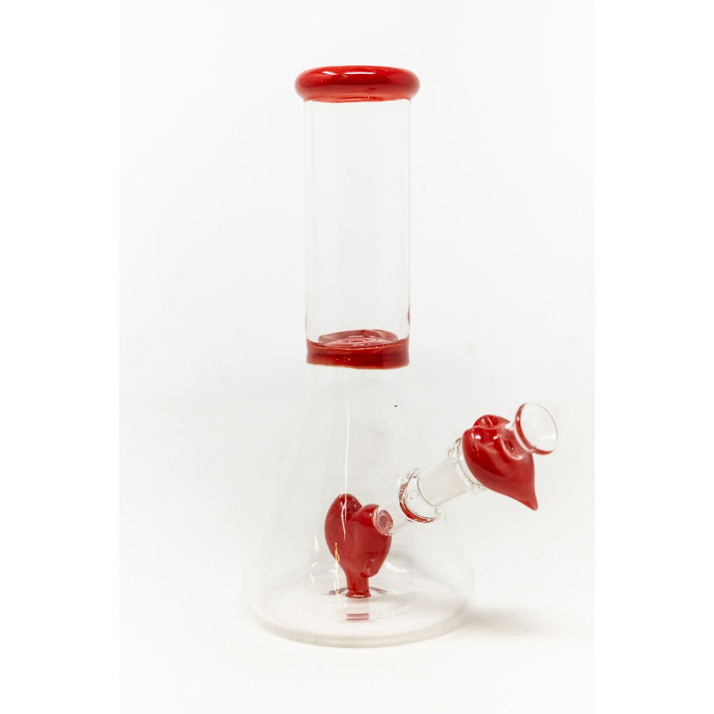 Hookah Water Pipe Glass 8" Red Heart Tobacco Beaker Bong w/ Heart Bowl Pc